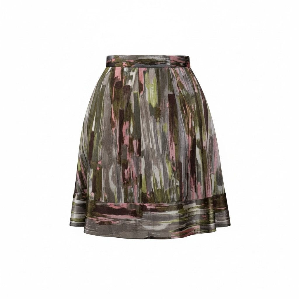 Calvin Klein Calvin Klein Watercolor Print Silk Skirt Size 34" / US 12 / IT 48 - 1 Thumbnail