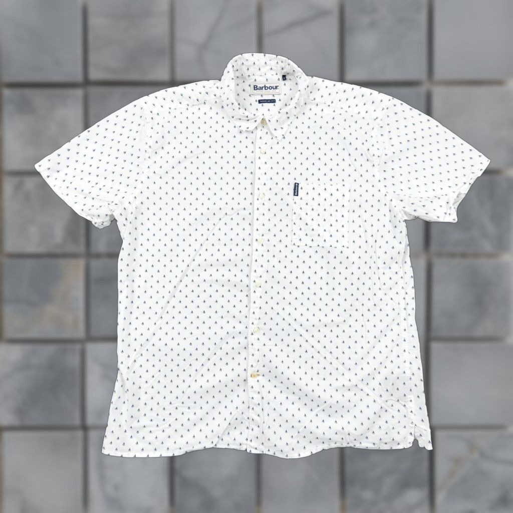 Barbour Barbour White Short Sleeve Button-Up Shirt Men's Medium Collared Preppy Size US M / EU 48-50 / 2 - 1 Thumbnail