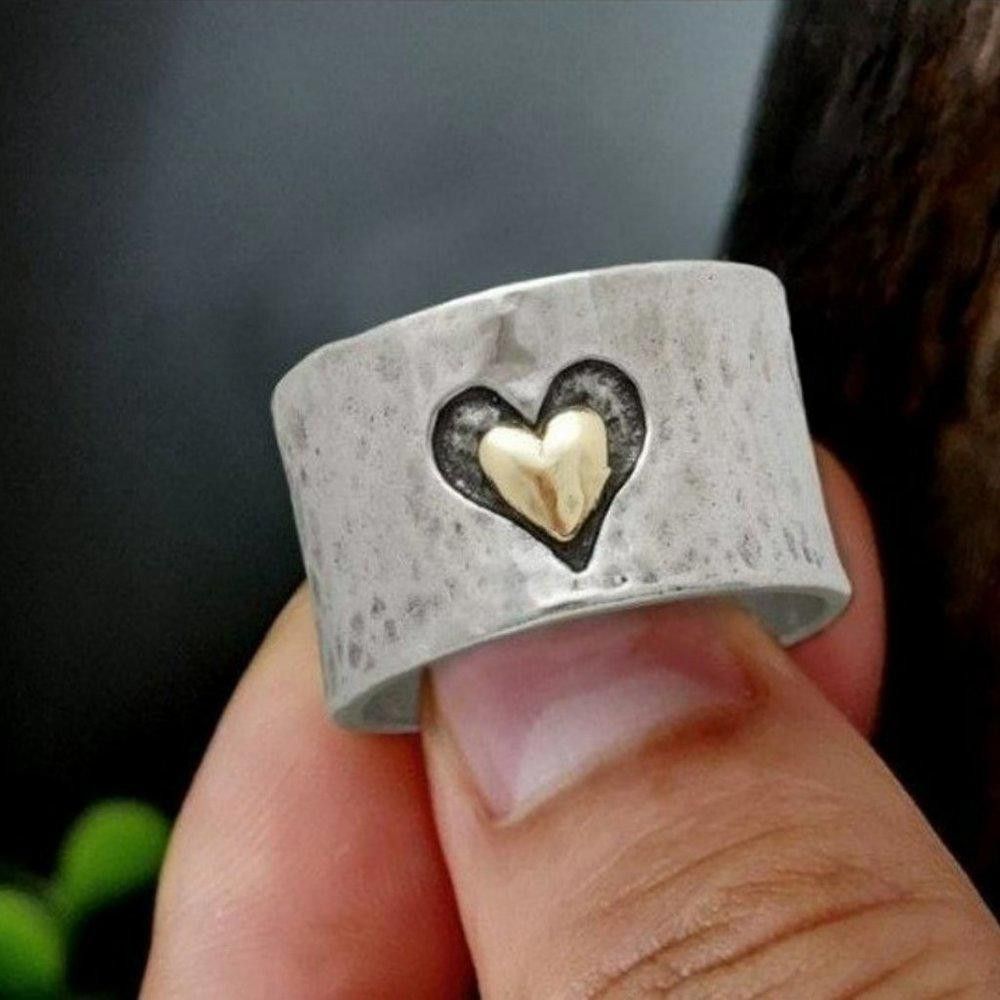 Designer Sterling Silver Creative Double Heart Shaped Ring - Size 8 Size ONE SIZE - 3 Thumbnail
