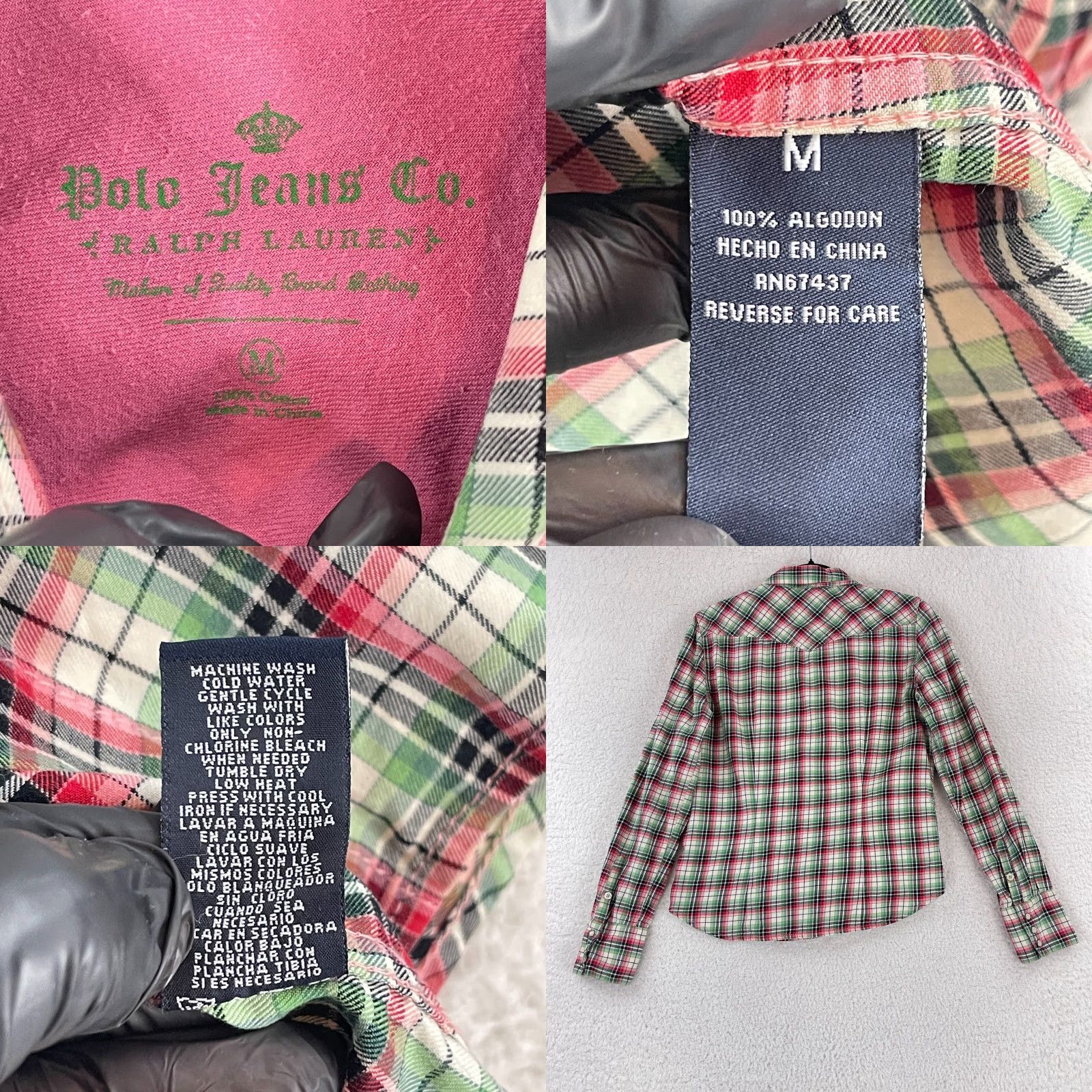 Polo Ralph Lauren Polo Ralph Lauren Shirt Womens Medium Pink Plaid Snap Button Long Sleeve 100% Cotton Size M / US 6-8 / IT 42-44 - 8 Thumbnail