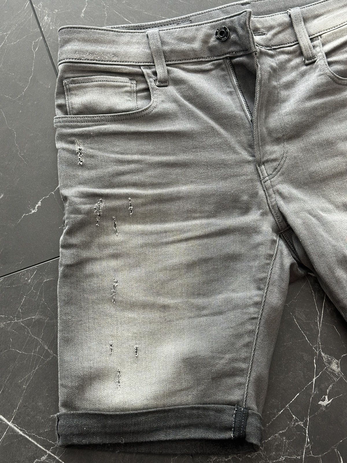 G-Star G Star Raw Grey Distressed Denim Shorts Slim-Fit Size 30 Size US 30 / EU 46 - 3 Thumbnail