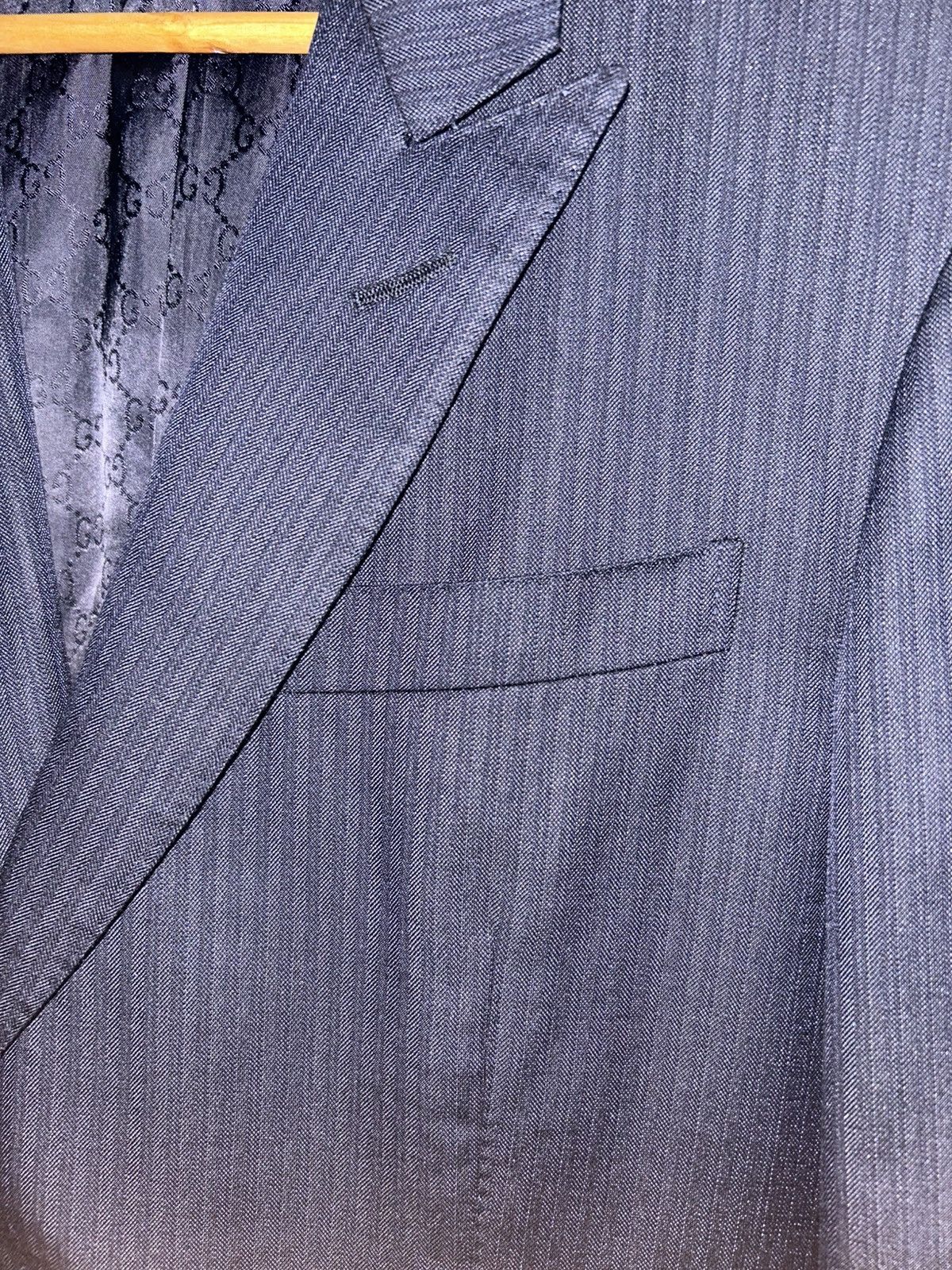 Gucci Mens Navy Printstripe Wool Silk Blend Blazer Size 48R - 16 Thumbnail