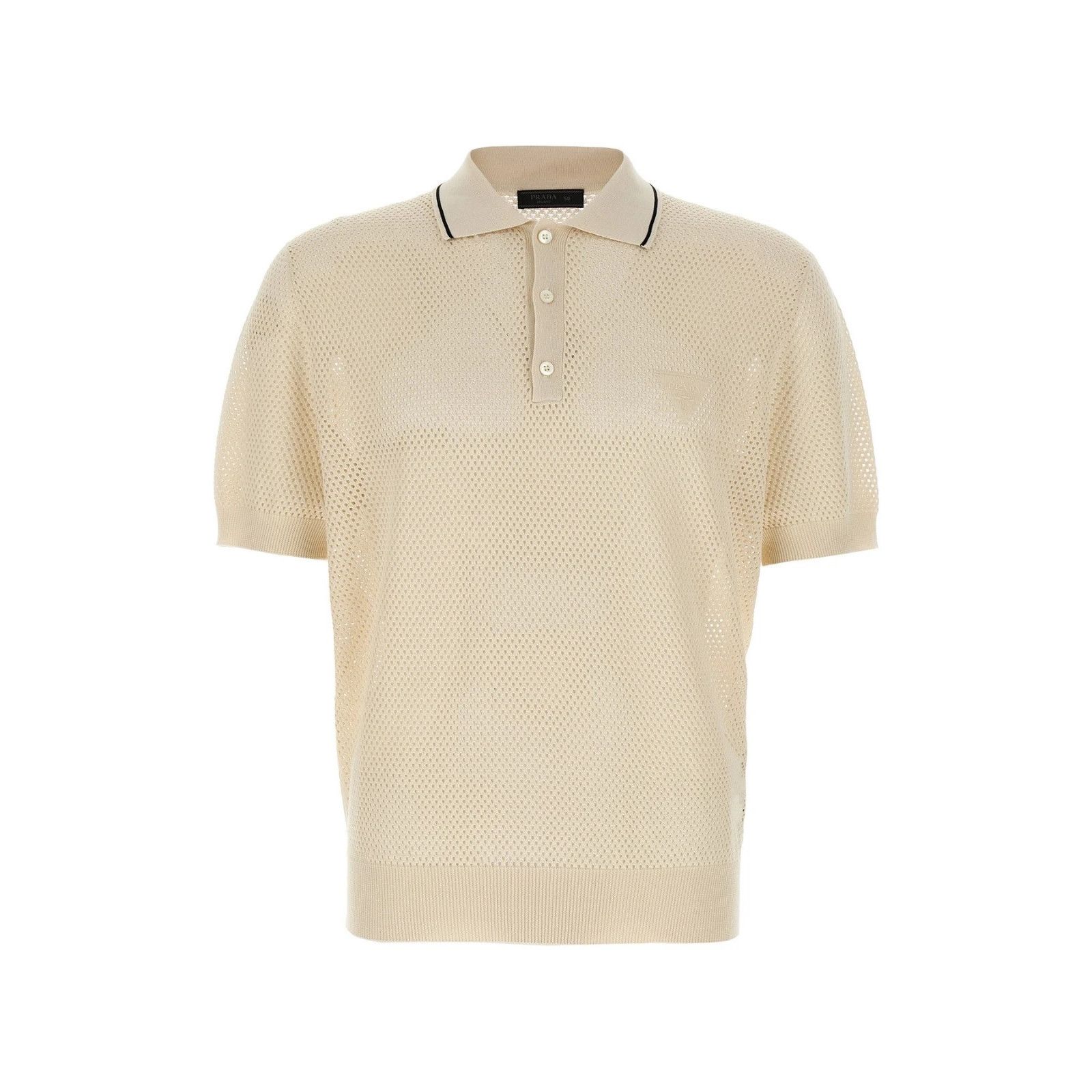 Prada PRADA Openwork Beige Polo Shirt New & Authentic (Men's size: Size US L / EU 52-54 / 3 - 1 Thumbnail