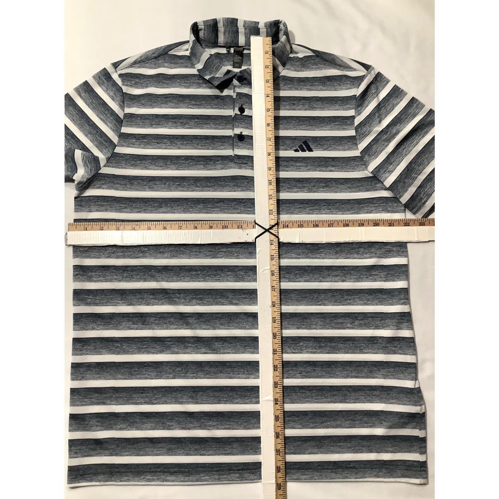 Adidas adidas Polo Shirt Mens L Blue White Striped Performance Golf Knit Athletic Size US L / EU 52-54 / 3 - 8 Thumbnail