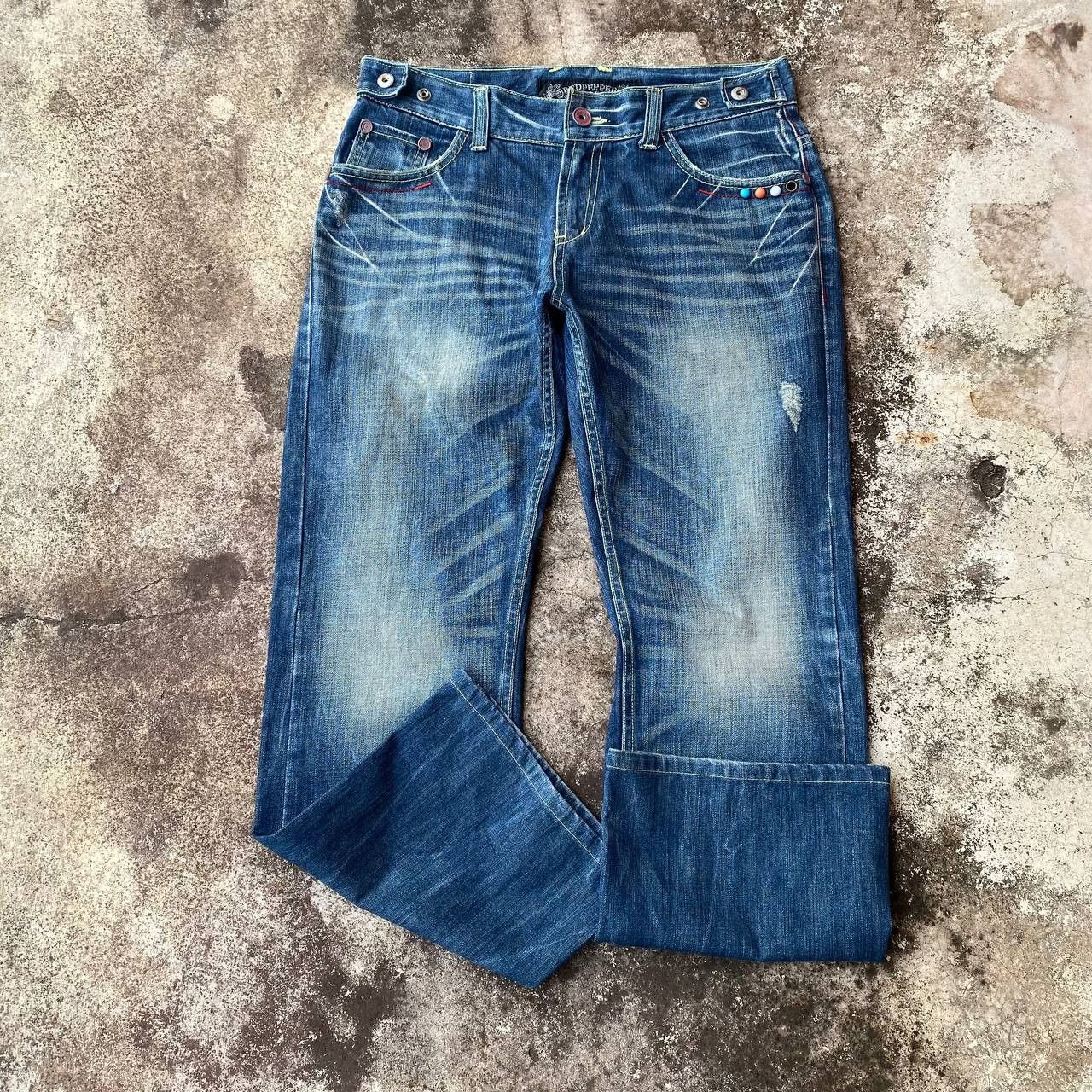 Japanese Brand × Le Grande Bleu (L.G.B.) × Tornado Mart A BEAUTIFUL FLARE DENIM RED PEPPER GOLD LABEL EAGLE WING Size US 31 - 13 Thumbnail
