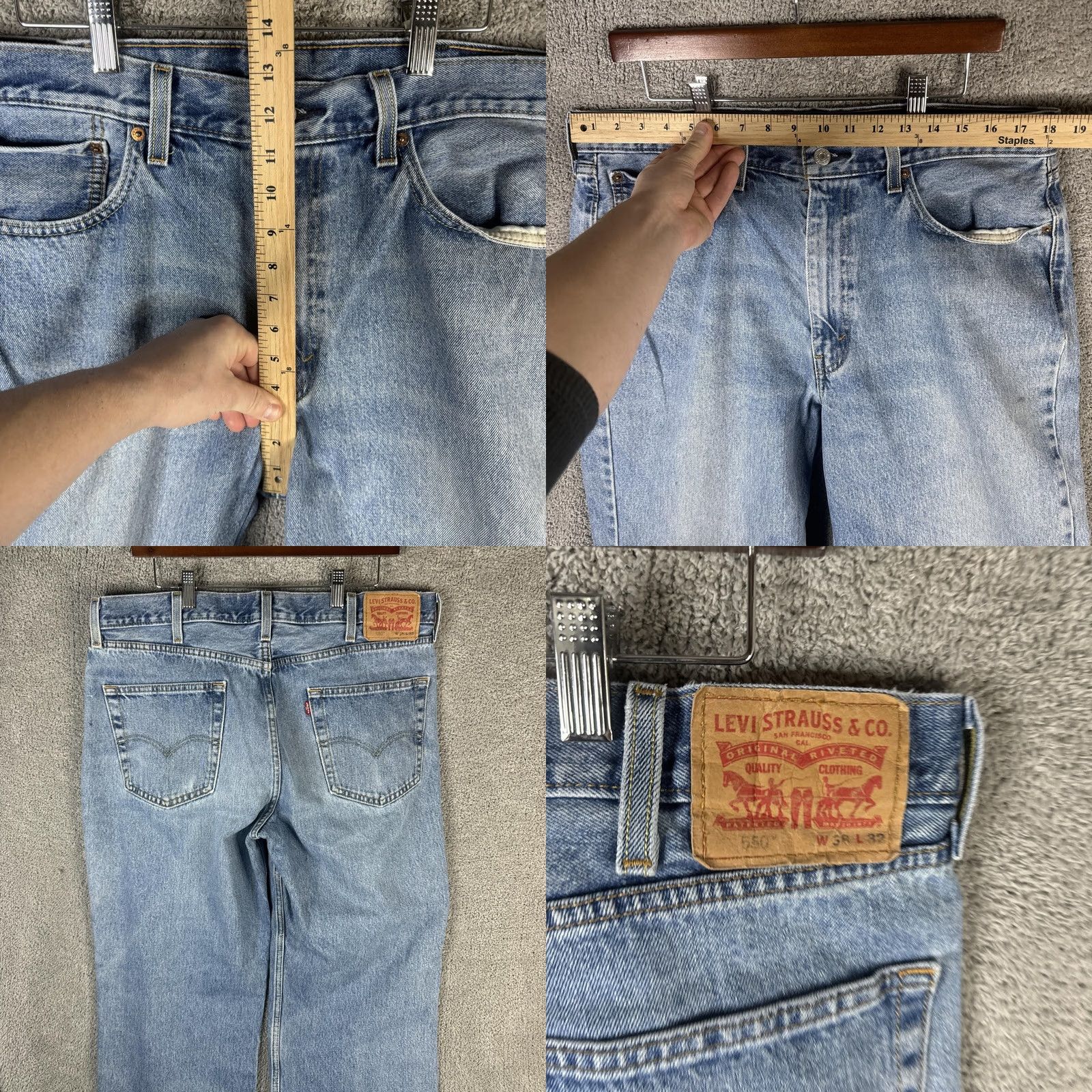 Levi's Levi's 550 Jeans Mens 38x32 Light Wash Blue Relaxed Straight Denim Cotton Size US 38 / EU 54 - 9 Thumbnail