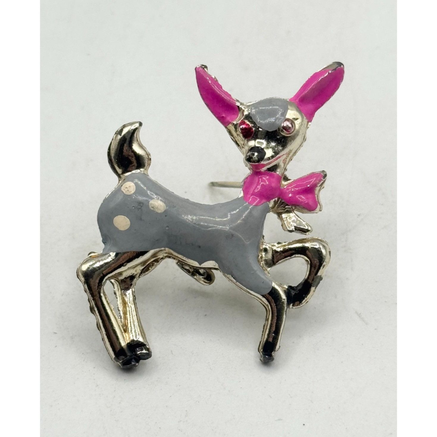 Vintage Vintage enamel fawn deer brooch pin Size ONE SIZE - 1 Thumbnail