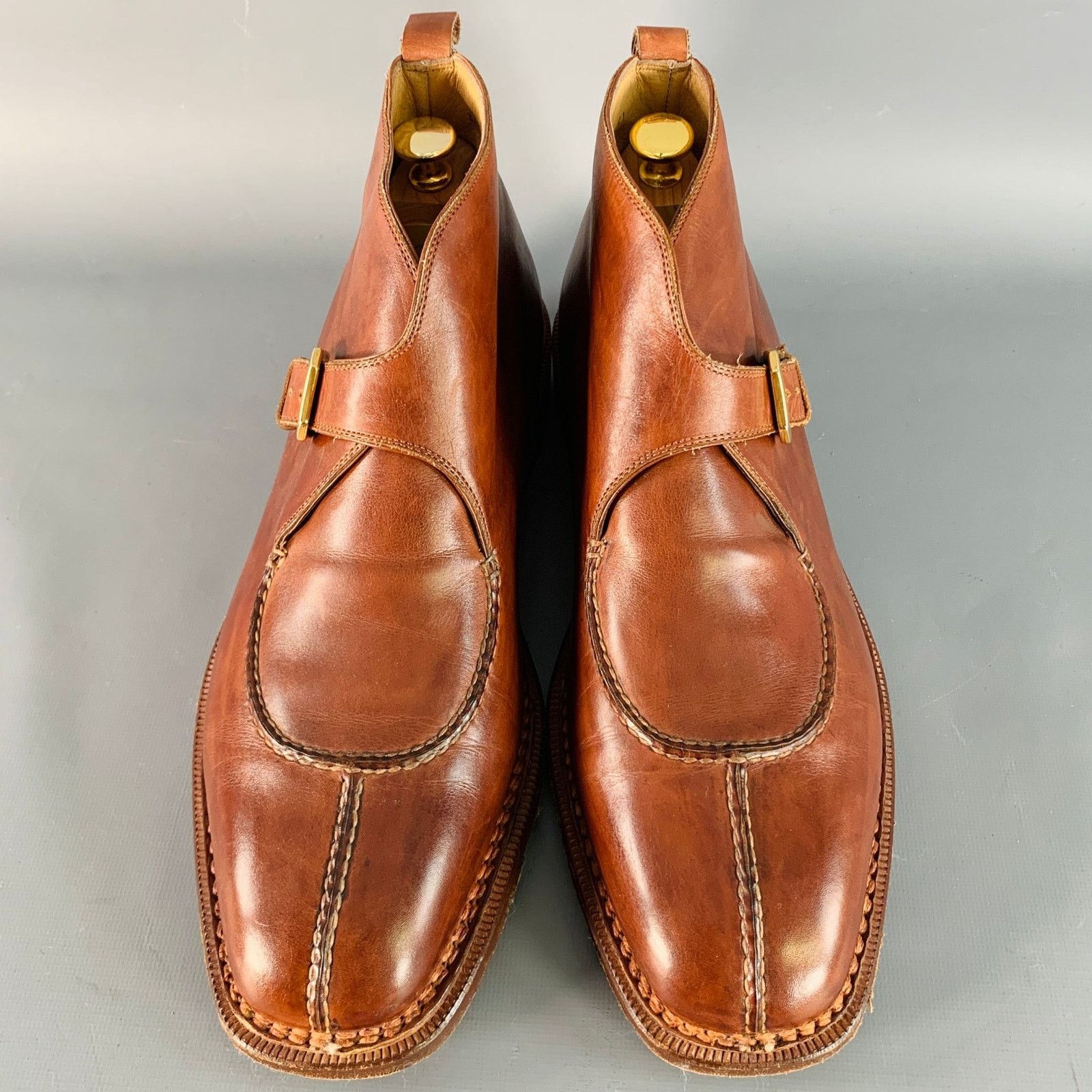 Santoni SANTONI Size 11 Brown Leather Split Toe Ankle Boots Size US 11 / EU 44 - 4 Thumbnail