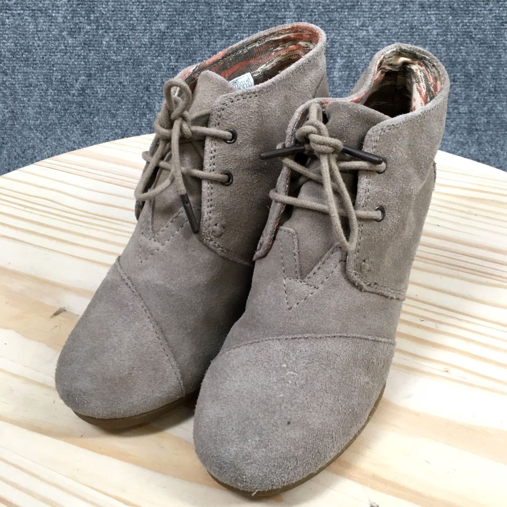 Toms TOMS Boots Womens 8 Lace Up Desert Wedge Ankle Bootie Brown Suede Casual Boot Size US 8 / IT 38 - 3 Thumbnail
