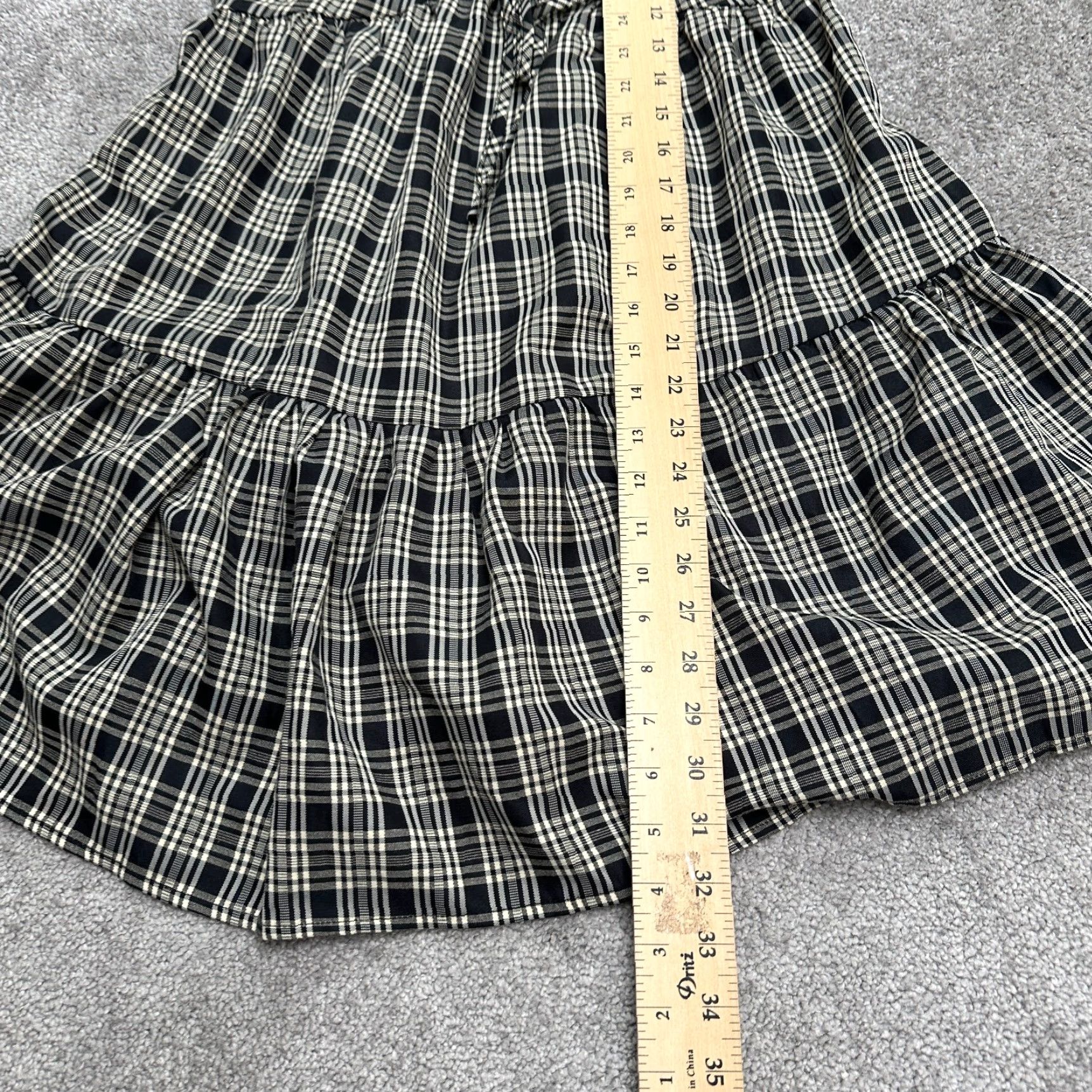 AQUA Aqua By Bloomingdale's Dress Small Black White Plaid Puff Sleeve Mini Womens Size S / US 4 / IT 40 - 7 Thumbnail