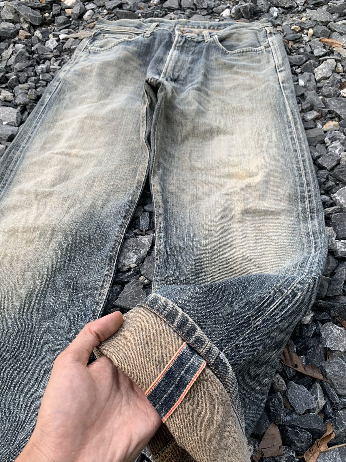 Edwin VINTAGE EDWIN 505Z SELVEDGE RUSTY JAPANESE DISTRESSED DENIM Size US 34 / EU 50 - 5 Thumbnail