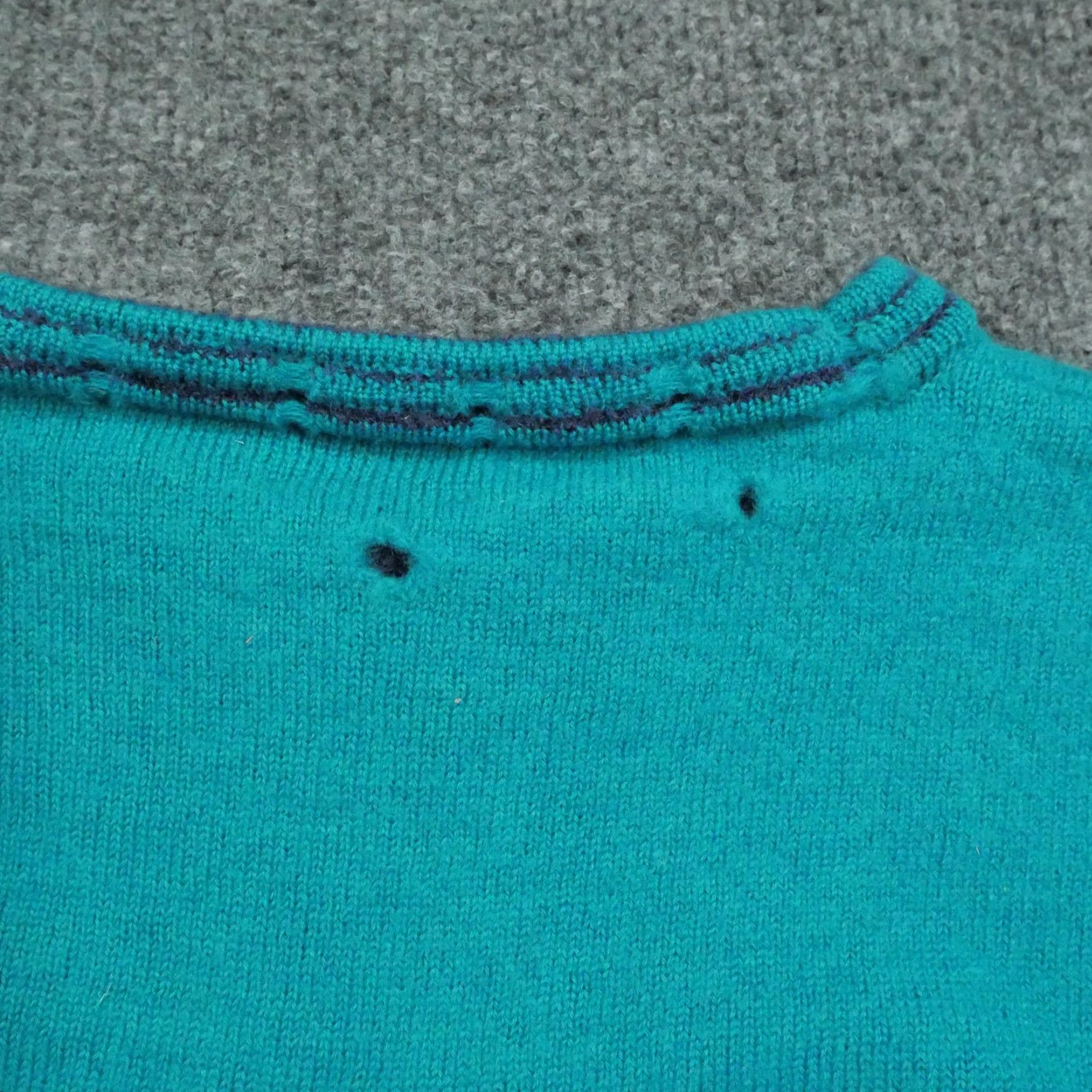 Zephyr VINTAGE St. Croix Sweater Mens Large Blue Teal 80s 90s Wool Knit Pullover Crew Neck Long Sleeve Distressed Size US L / EU 52-54 / 3 - 7 Thumbnail