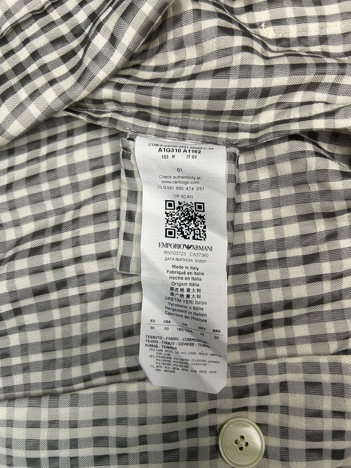 Emporio Armani S/S 21 Lightweight Patterned Blazer Size 50R - 9 Thumbnail