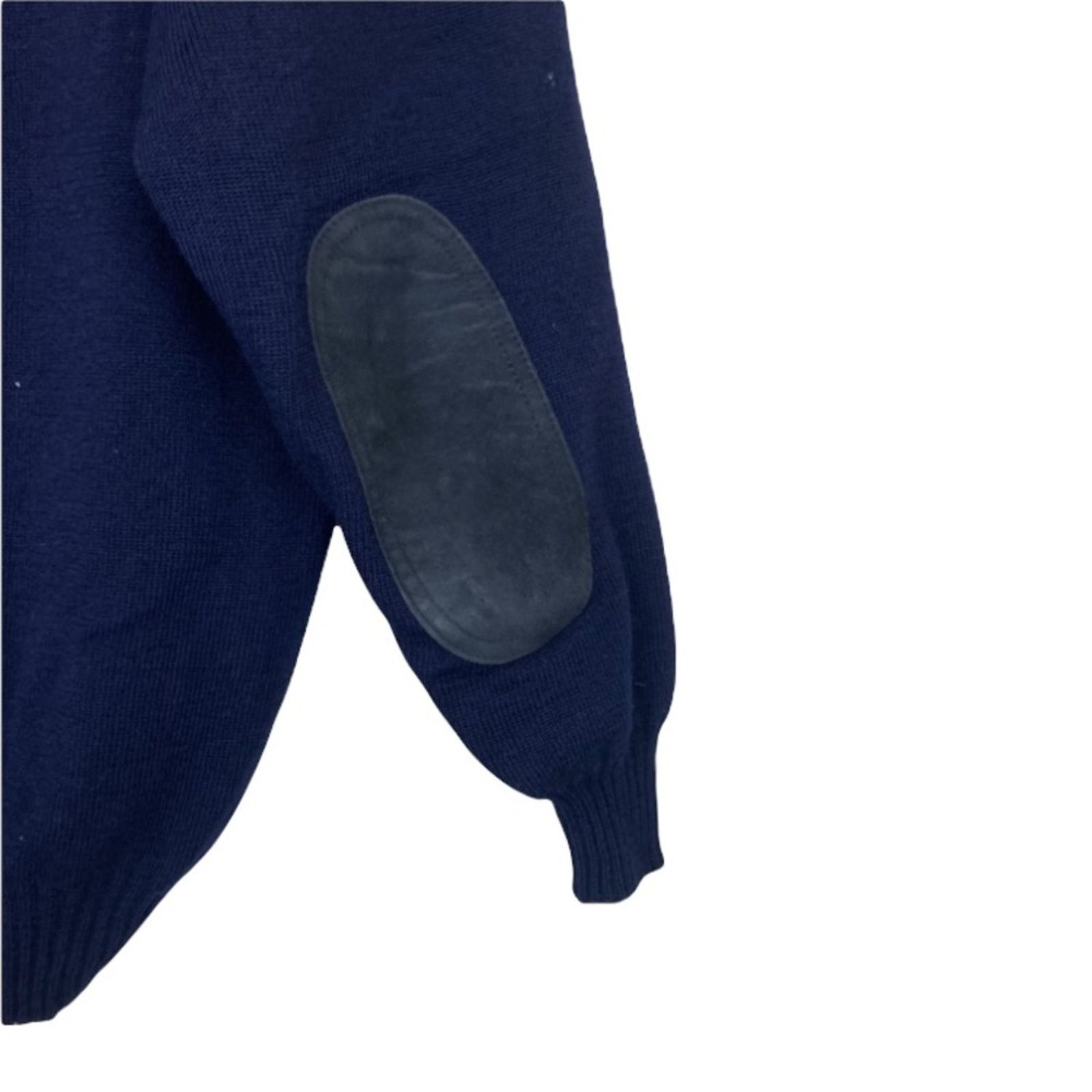 Barbour Barbour Navy Blue Wool Suede Leather Patch Sweater Sz M Size US M / EU 48-50 / 2 - 6 Thumbnail