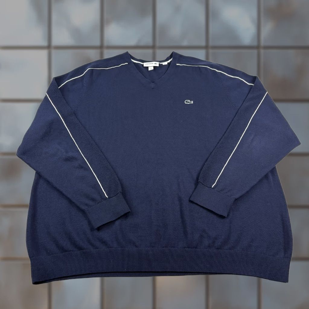 Lacoste Lacoste Sweater Mens 4XL Blue V-Neck Pullover Slim Fit Stretch Size US XXL / EU 58 / 5 - 1 Thumbnail