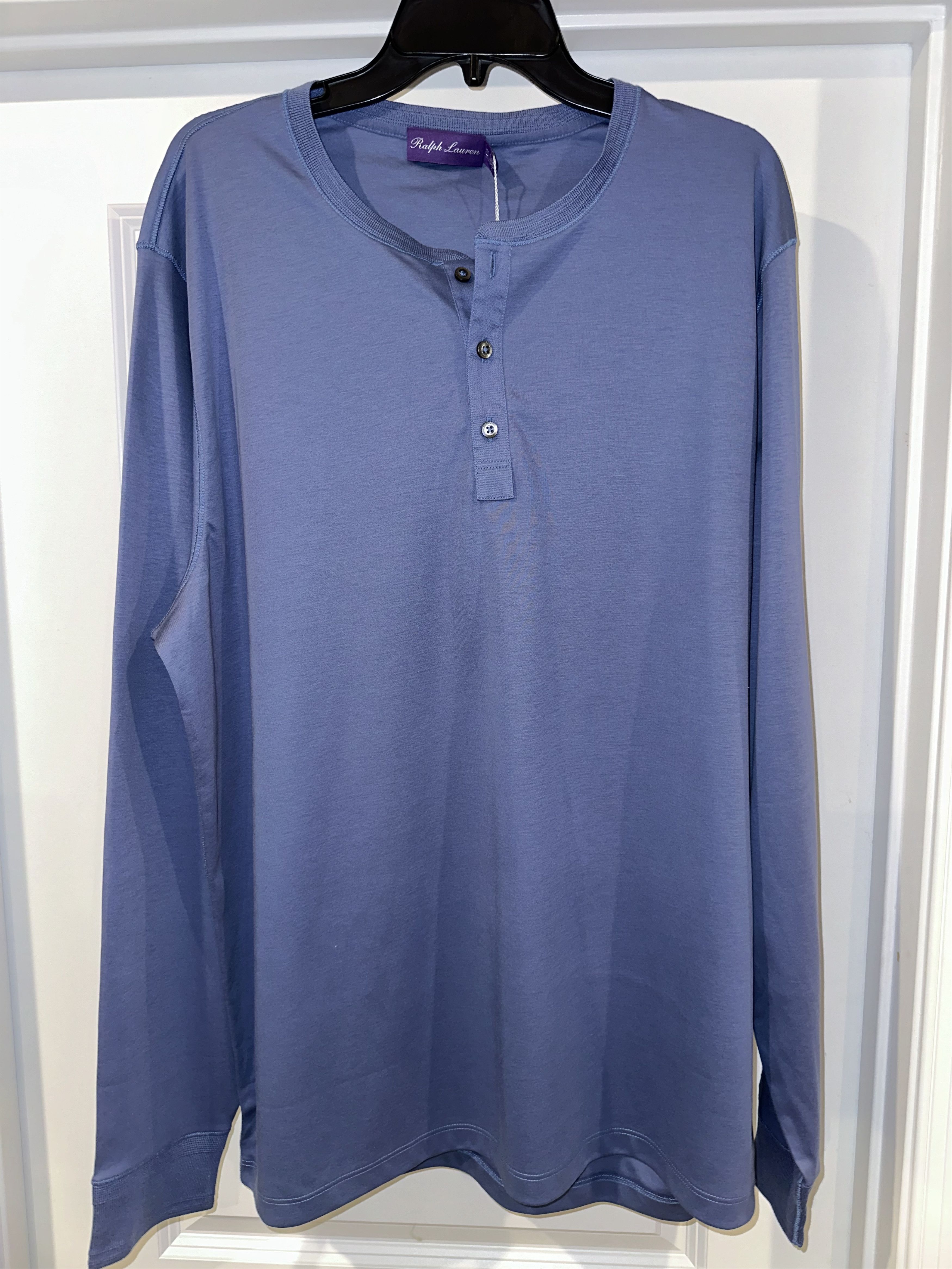 image of Ralph Lauren Purple Label Ralph Laurent Purple Label Cotton Henley $295 Size 2Xl in Blue, Men's