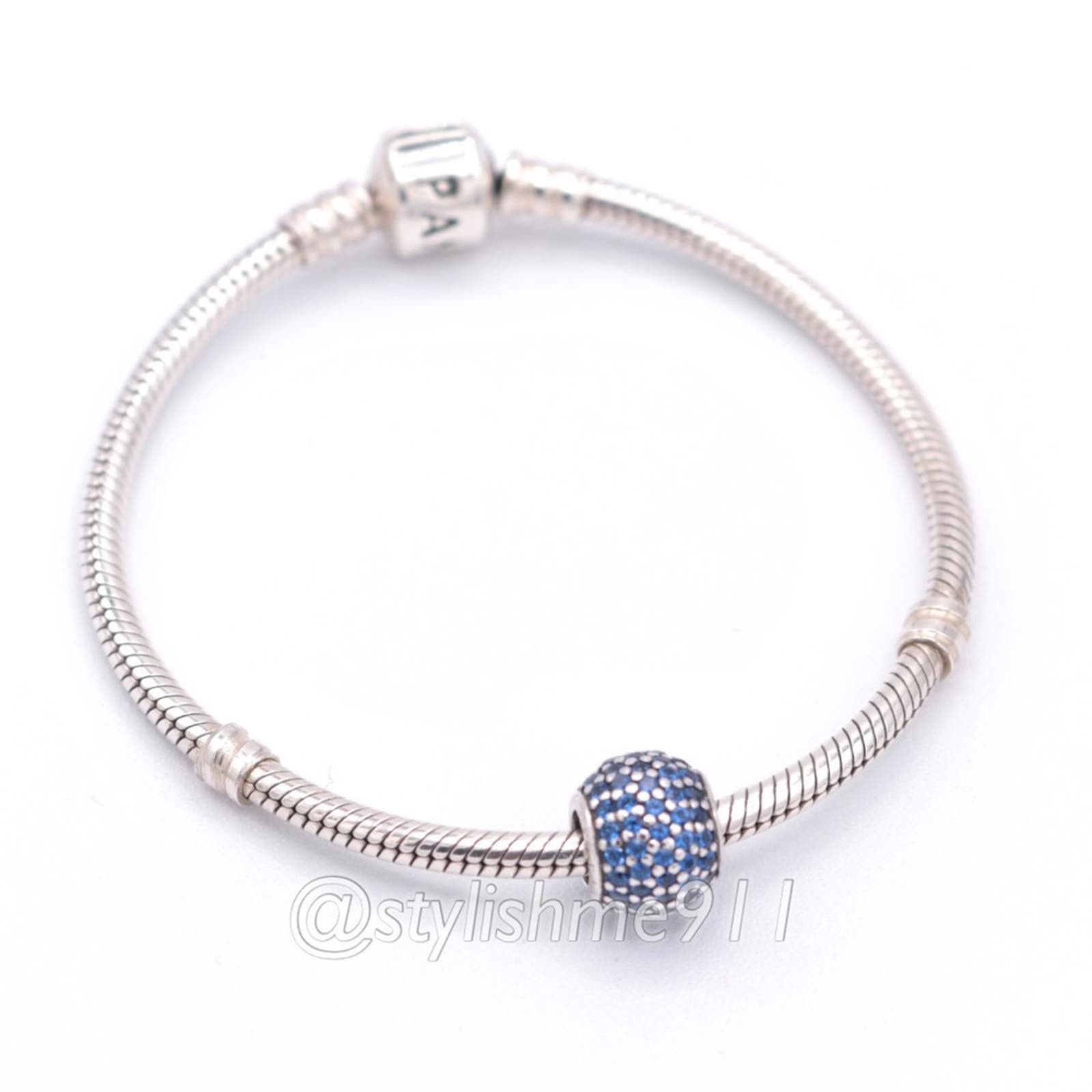 Authentic PANDORA Pave Lights with Blue Crystal Charm