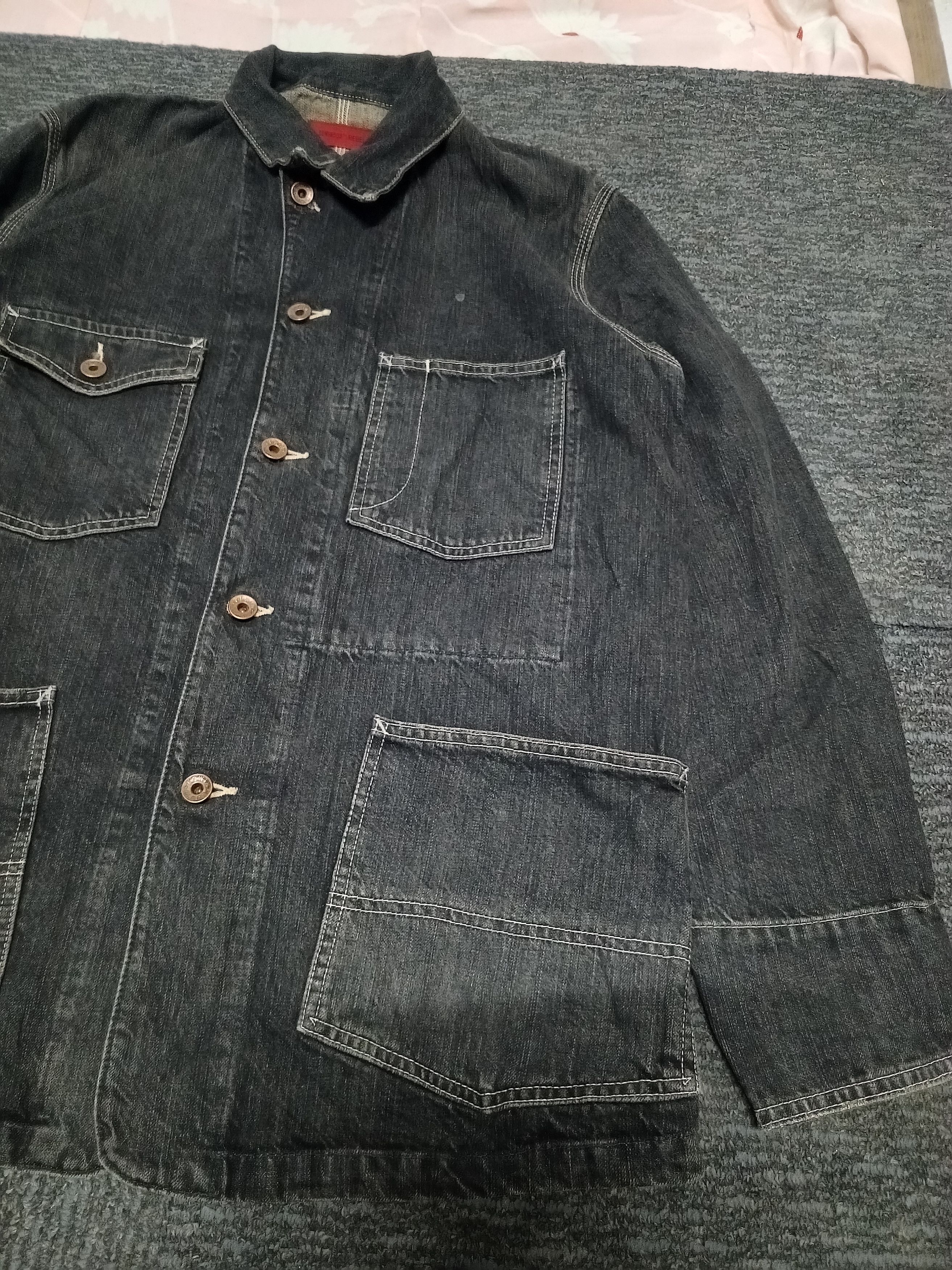 Edwin × Vintage VTG EDWIN503 WORK WEAR JACKET DENIM Size US L / EU 52-54 / 3 - 3 Thumbnail