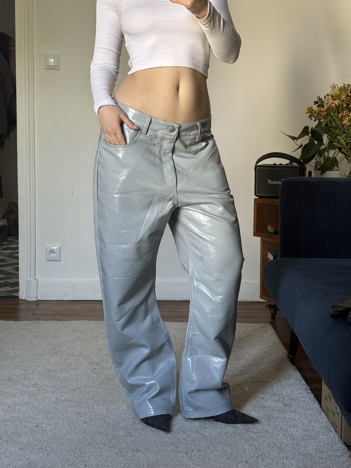 Entire Studios Entire studios light blue wet pants trousers faux leather Size 28" / US 6 / IT 42 - 2 Thumbnail