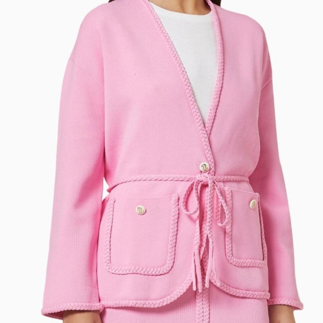 Maje Maje Madene Belted Knit Pink Cardigan Jacket Size 3 Large Size L / US 10 / IT 46 - 11 Thumbnail