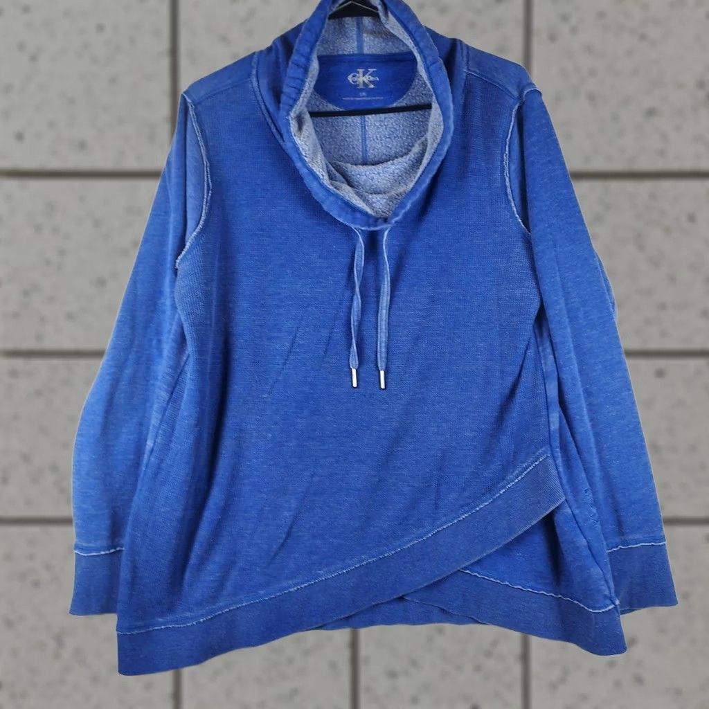 Calvin Klein Calvin Klein Blue Cowl Neck Long Sleeve Pullover Women L Knit Sweater Size L / US 10 / IT 46 - 1 Thumbnail