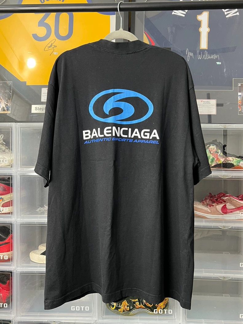 Balenciaga Balenciaga Black Sports blue logo short sleeves Size US M / EU 48-50 / 2 - 2 Thumbnail