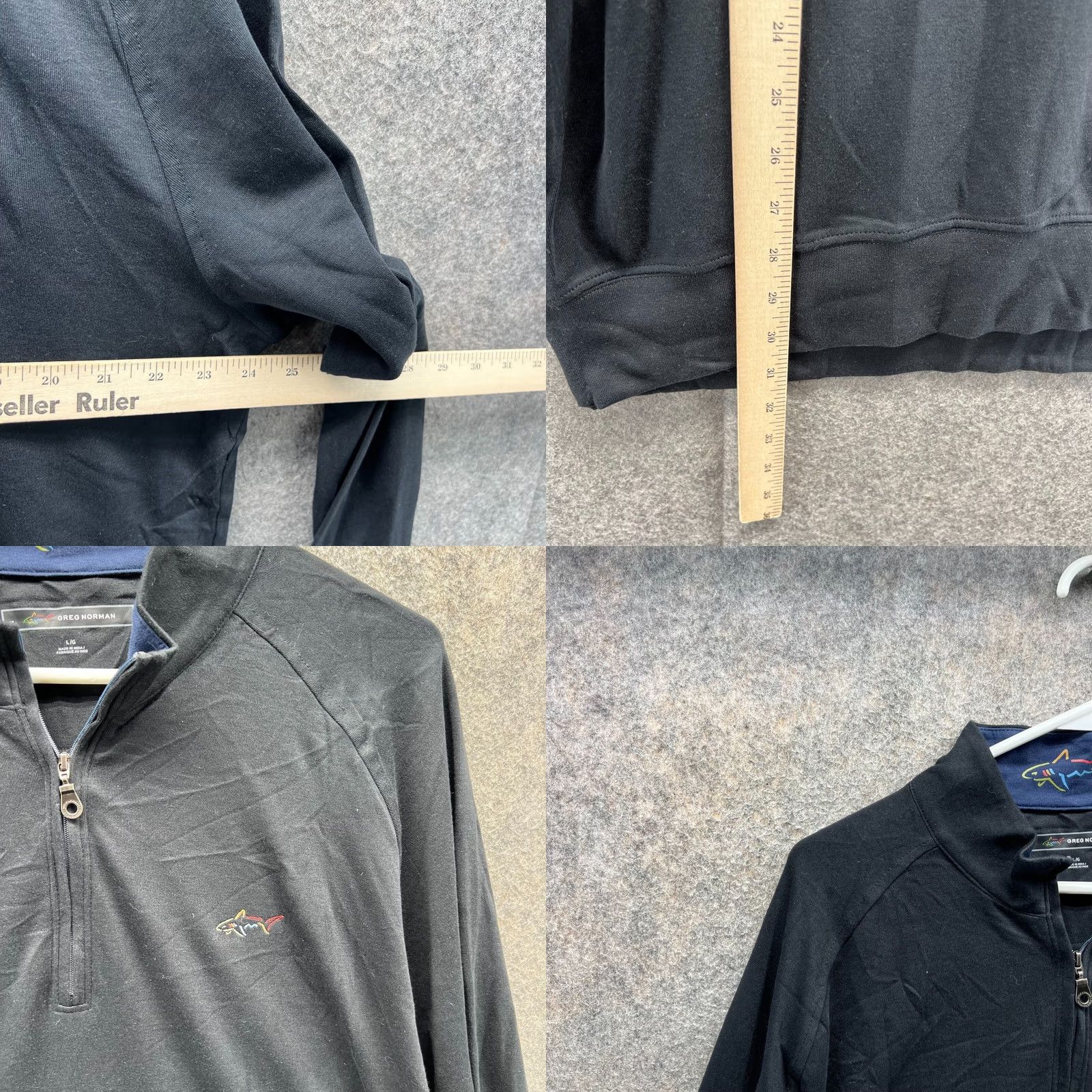 Logo 7 Greg Norman Sweatshirt Men's Large Half Zip Pullover Fleece Logo Knit Golf 1/2 Zip Black Cotton Size US L / EU 52-54 / 3 - 8 Thumbnail