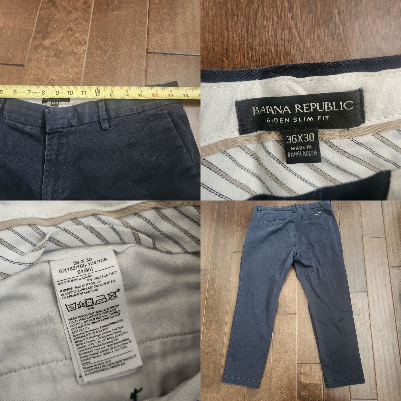Banana Republic Banana Republic Aiden Slim 36x30 Navy Chino Pants Mens Slim Fit Solid Blue Casual, Travel, Business Boys Mens Size US 36 / EU 52 - 9 Thumbnail