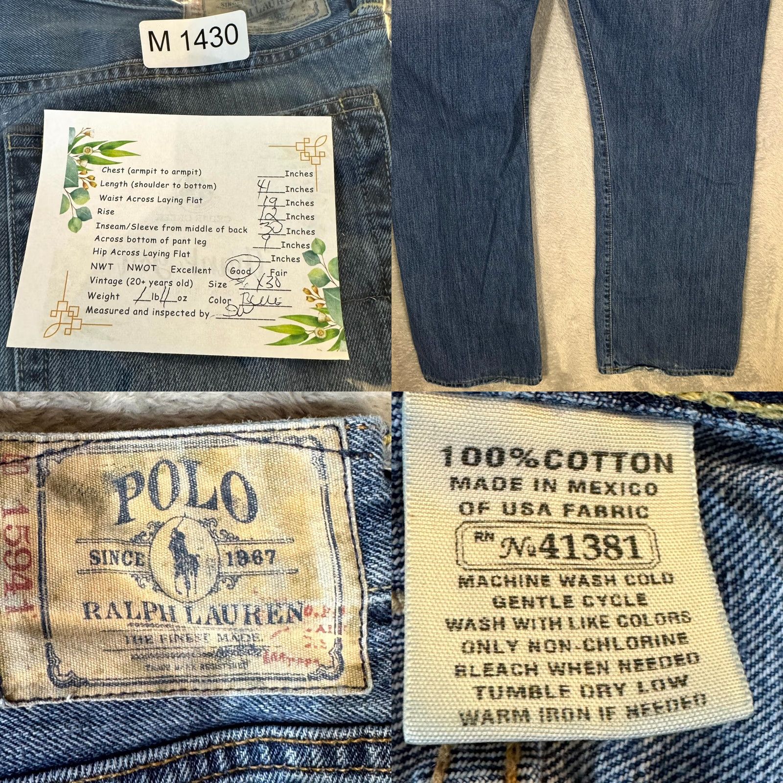 Polo Ralph Lauren Polo Ralph Lauren Jeans Men’s 36 x 30 Blue Denim Vintage Straight Leg Classic Fit Men’s Jeans Size US M / EU 48-50 / 2 - 8 Thumbnail