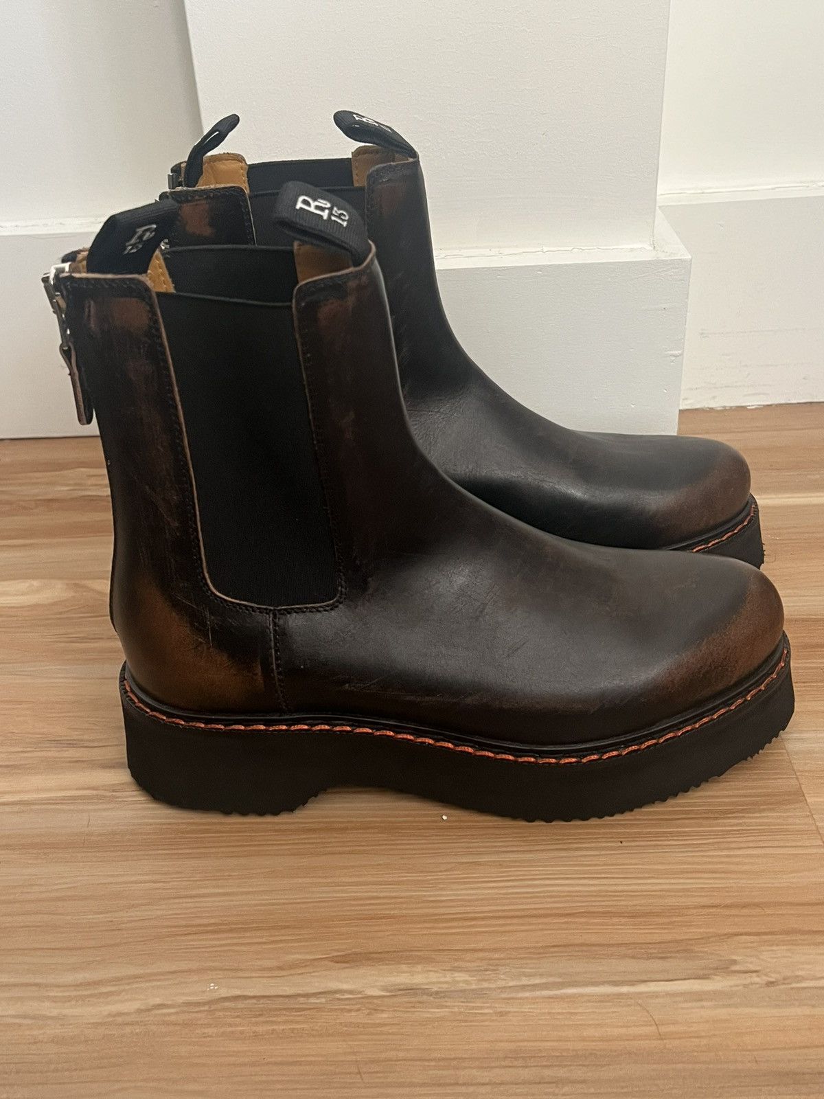 R13 R13 Single Stack Black/Brown Chelsea Boots Size US 8.5 / IT 38.5 - 1 Thumbnail