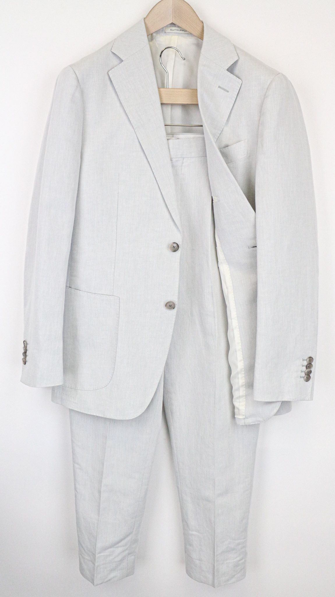 Suitsupply HAVANA PATCH UK38R Grey Linen Cotton Suit 75298 Size 38R - 1 Thumbnail