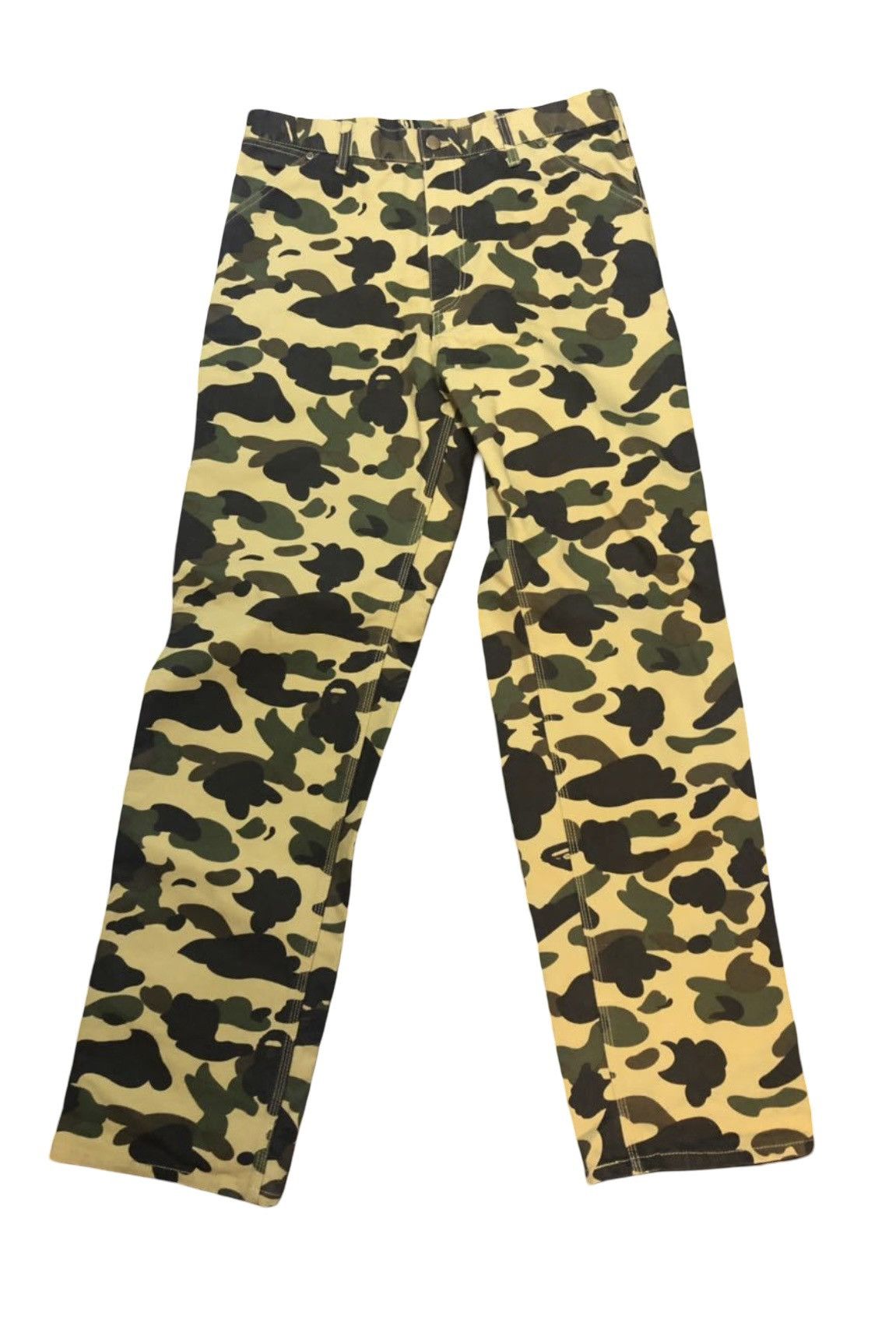Bape × Carhartt VERY RARE OG 2006 A BATHING APE X CARHARTT YELLOW CAMO PANTS Size US 34 / EU 50 - 2 Thumbnail