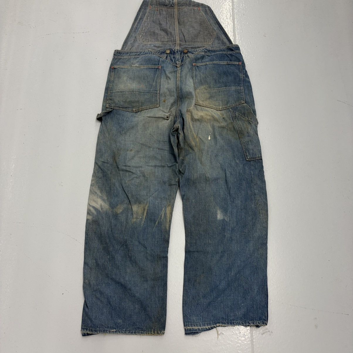Other Vintage 50s N&W Blue Denim Distressed Overalls 38x28 Size US 38 / EU 54 - 4 Thumbnail