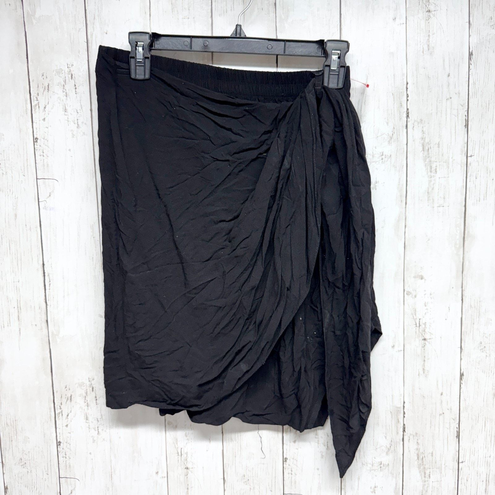Other Oak Skirt Women Sz 2 Black Crepe Side Tie Mini Elastic Waist Size 26" / US 2 / IT 38 - 1 Thumbnail