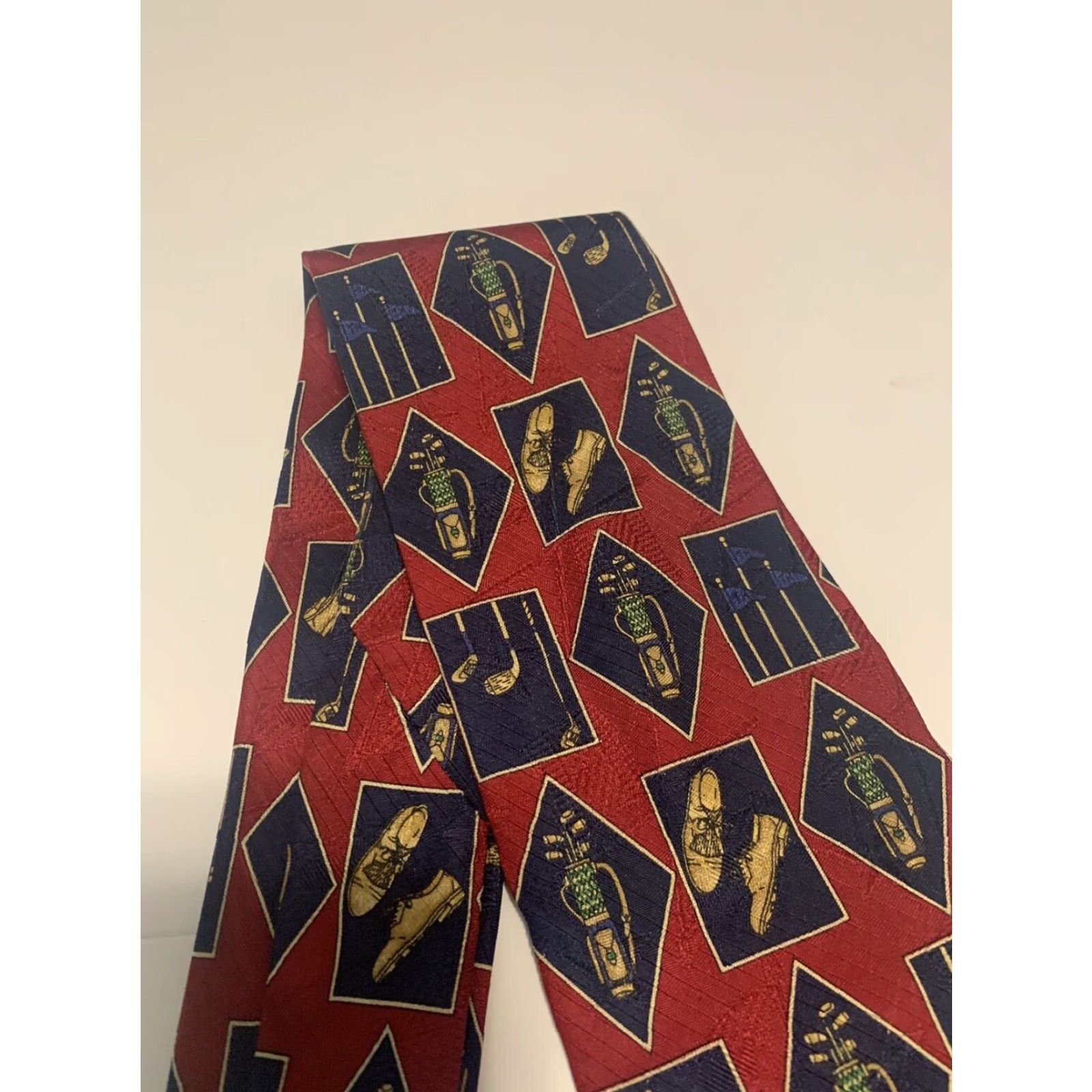 Tommy Hilfiger VINTAGE Tommy Hilfiger Red Silk Golf Tie Made in Italy Adjustable Mens Size ONE SIZE - 4 Thumbnail