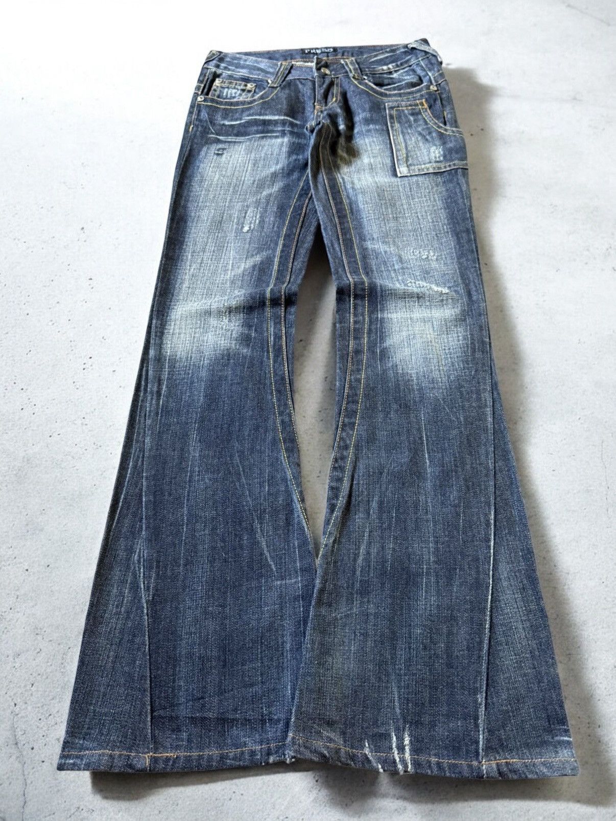 If Six Was Nine Press Japan Embroidered Tribal Paneled Spiral Flared Jeans Size US 27 - 1 Thumbnail
