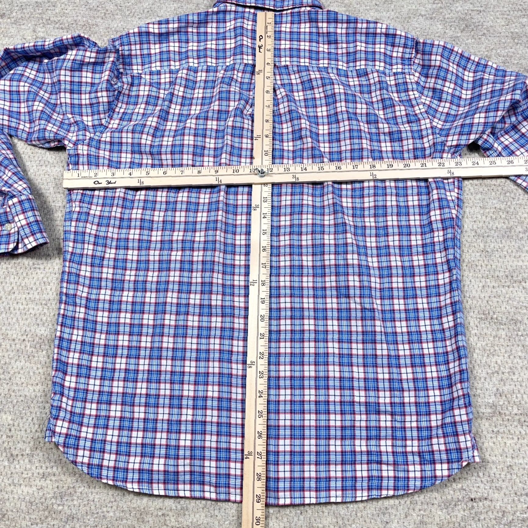 Peter Millar Peter Millar Button-Up Shirt Men Large Blue Red Plaid Windowpane Dress Casual Button-Front Collar Down Sleeves Long Sleeve Knit Cotton Flannel Size US L / EU 52-54 / 3 - 7 Thumbnail