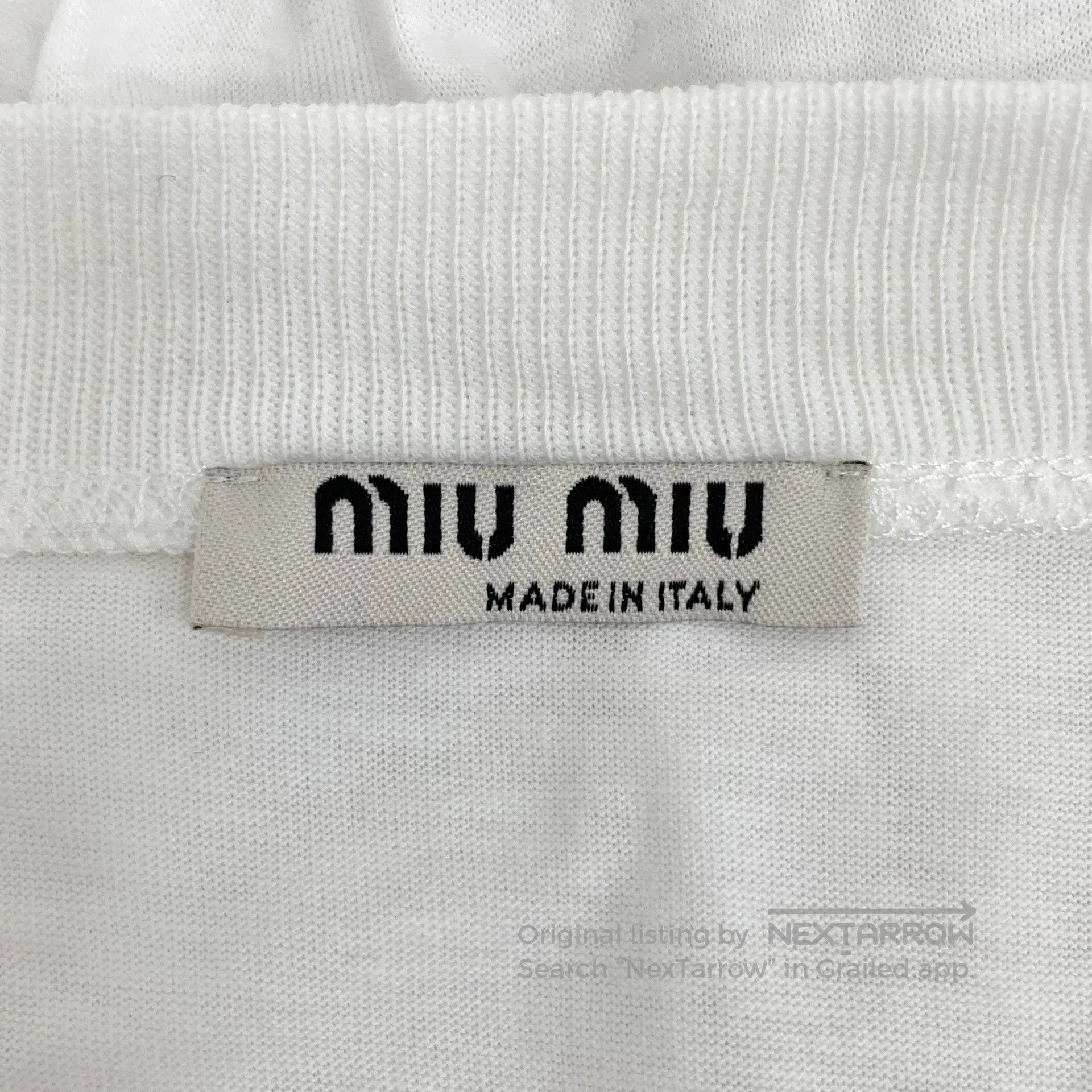 Miu Miu Miu Miu White stretch logo lettering cotton round-neck lon Size M / US 6-8 / IT 42-44 - 5 Thumbnail