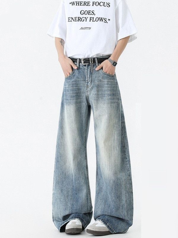 Vintage American bamboo-pattern washed Cleanfit curved jeans Size US 32 / EU 48 - 1 Thumbnail