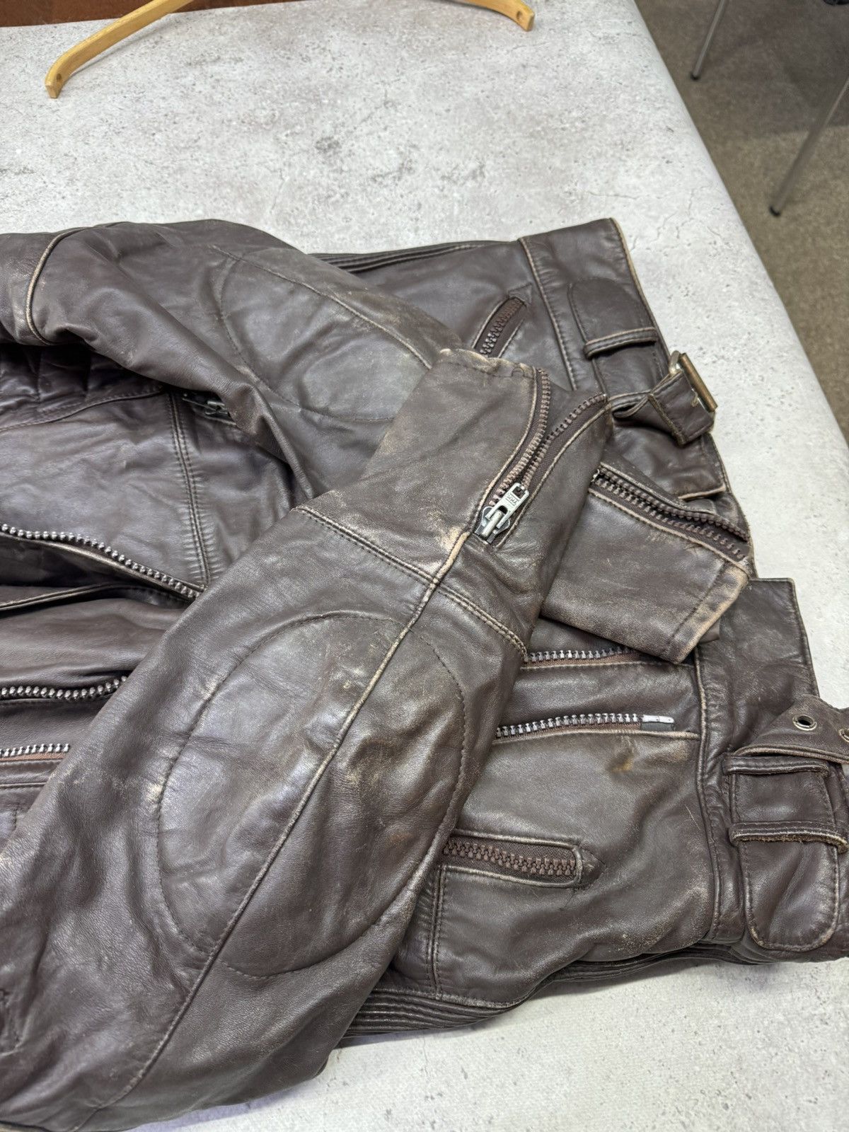 Japanese Brand Vintage 90s Stone Leather Multi-Zip Racing Jacket Size US M / EU 48-50 / 2 - 8 Thumbnail