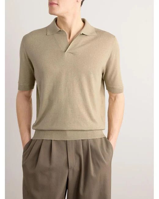 Loro Piana o1w1db10125 FAO1002 Wabi Polo Shirt in Beige Size US L / EU 52-54 / 3 - 3 Thumbnail