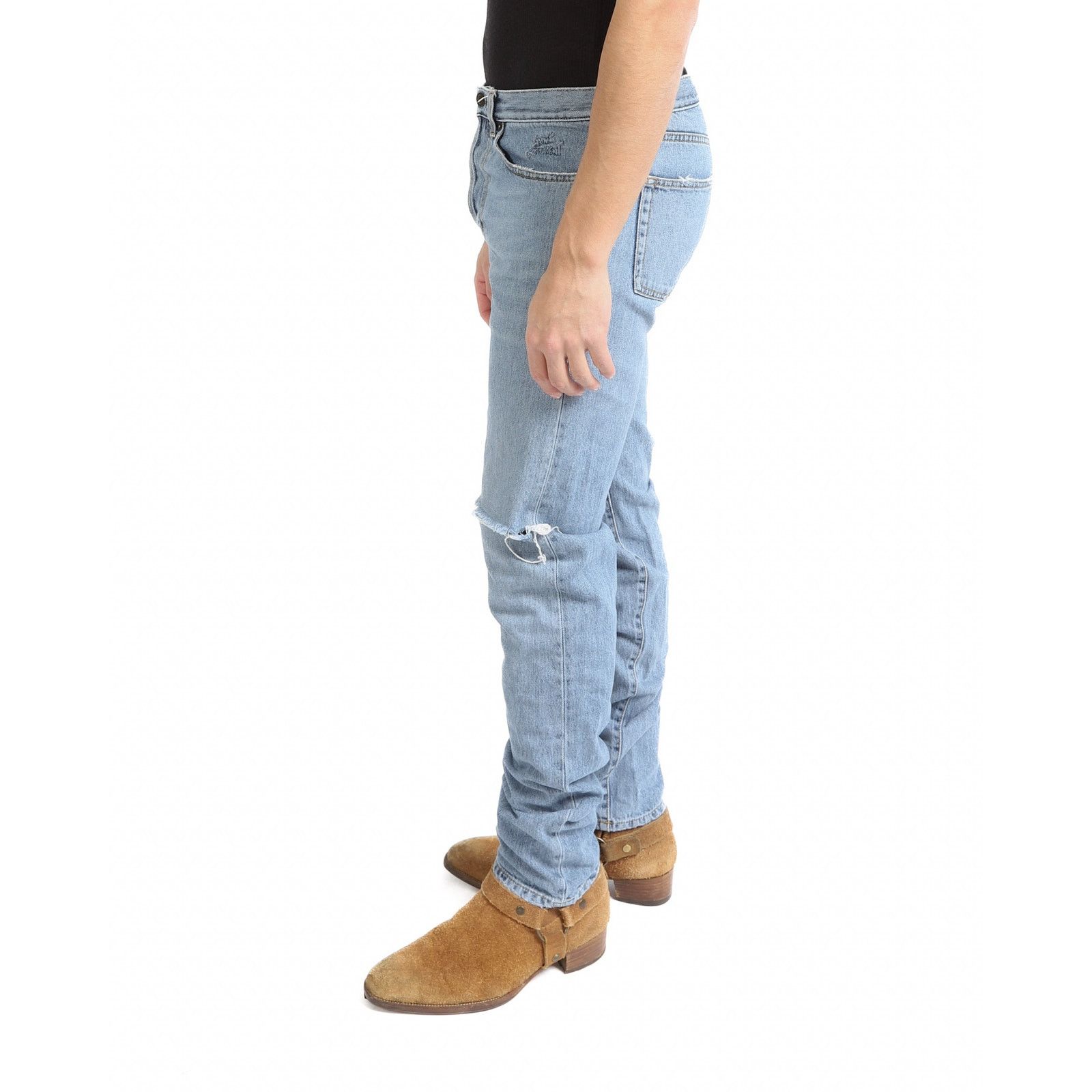 Saint Laurent Paris SS17 Slim Fit Knee-Slit Jeans in Washed Denim Size US 30 / EU 46 - 6 Thumbnail