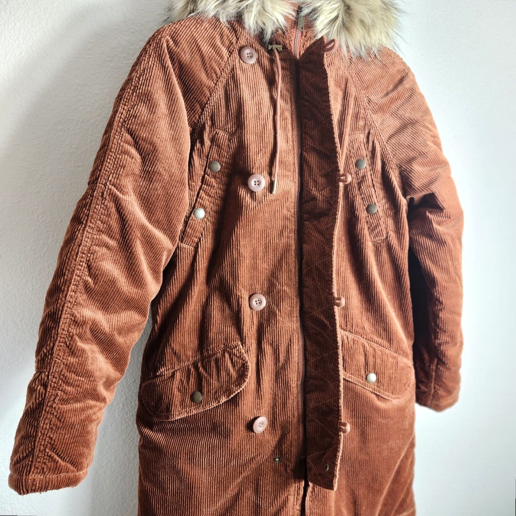 American Eagle Outfitters American Eagle Womens |XS| Rust Orange Corduroy Hooded Parka Jacket Coat Size XS / US 0-2 / IT 36-38 - 5 Thumbnail
