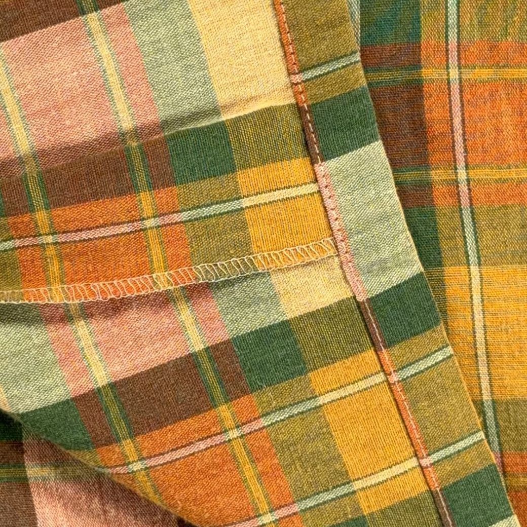 Vintage VINTAGE Madras Shirt Adult LARGE Green Yellow Orange Plaid Camp Collar 60s Pattern Button-Up Men's Size US L / EU 52-54 / 3 - 6 Thumbnail