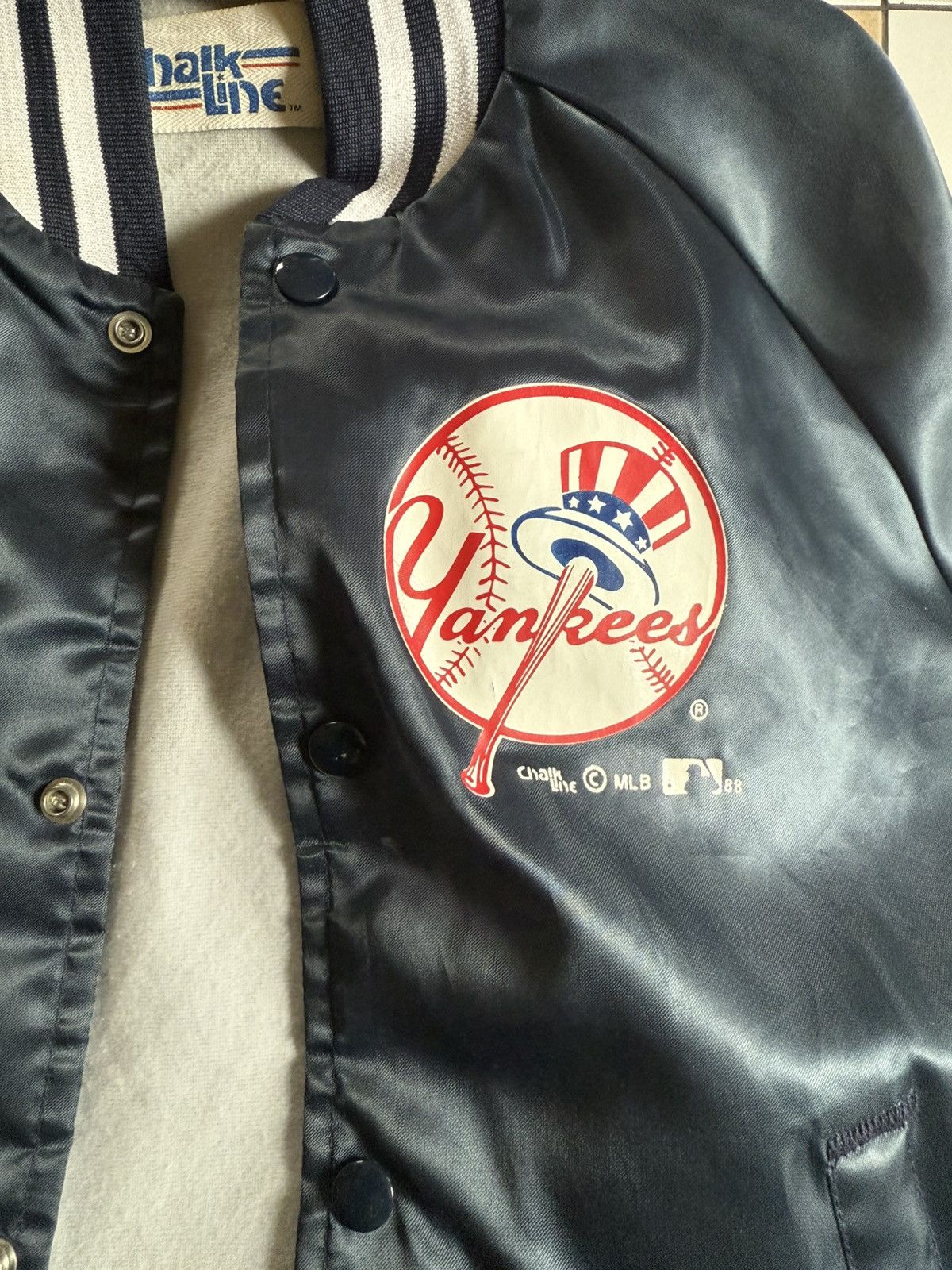 Chalk Line Vinatge 1988 Chalkline Yankees Jacket Youth Navy Satin Size US XXS / EU 40 - 3 Thumbnail