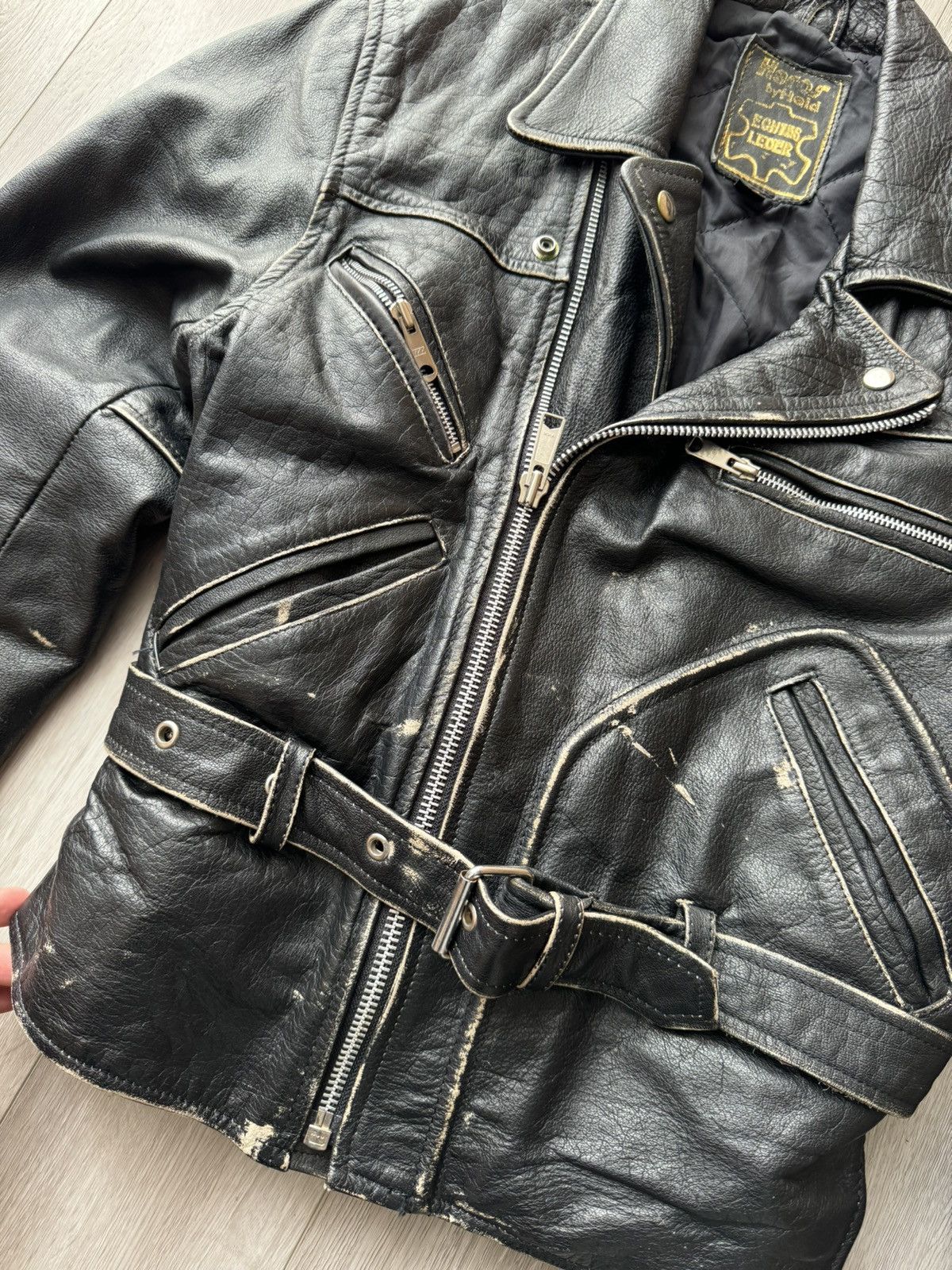 Vintage RARE 🔥 VINTAGE 90S FAST BLACK LEATHER MOTO BIKER JACKET Size US L / EU 52-54 / 3 - 4 Thumbnail