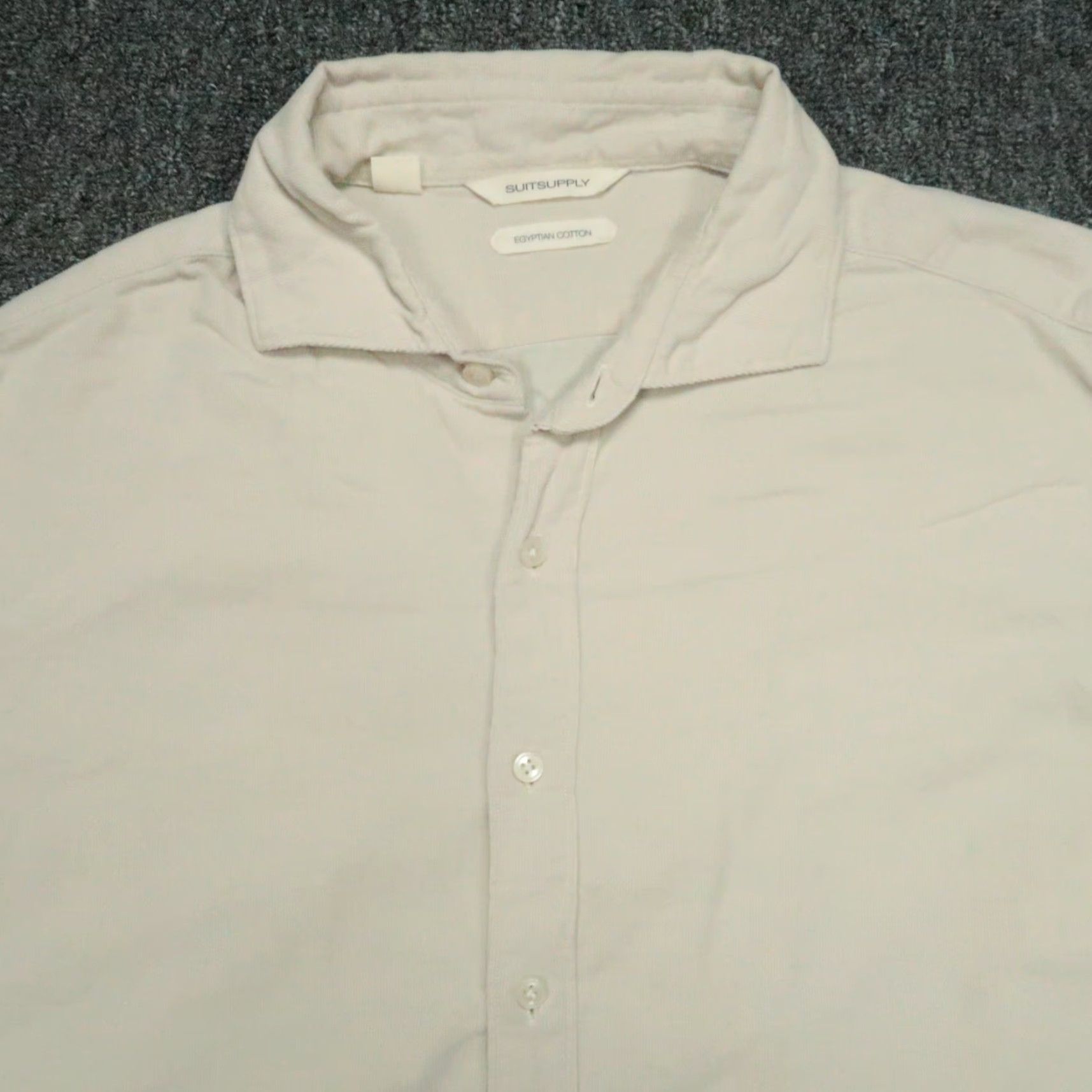 Suitsupply Suitsupply Shirt Mens L 16.5 Khaki Tan Egyptian Cotton Slim Micro Corduroy Beige Cotton Dress Shirt Long Sleeve Button Size US L / EU 52-54 / 3 - 2 Thumbnail