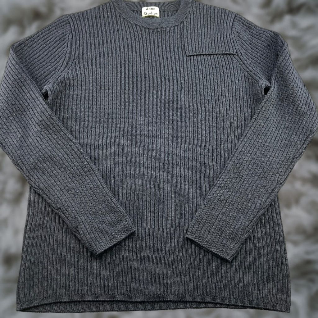 Acne Studios Acne Studios Men Wool Sweater XL Crewneck Navy Blue Ribbed Heavy Pullover Knit 90s? Size US XL / EU 56 / 4 - 1 Thumbnail