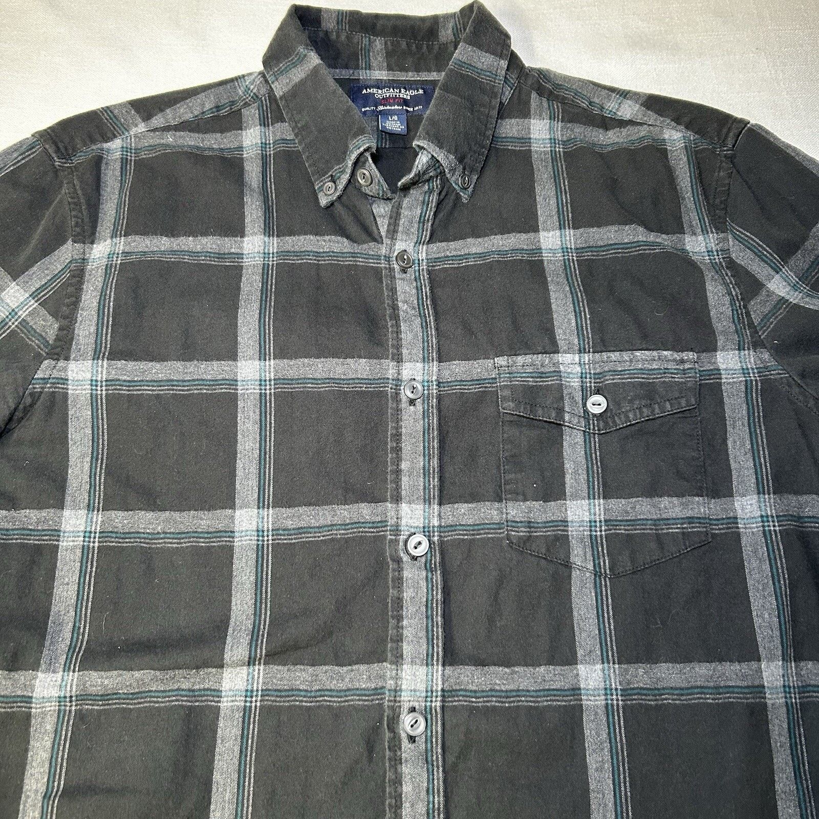 American Eagle Outfitters American Eagle Shirt Mens L Black Plaid Button Long Sleeve Size US L / EU 52-54 / 3 - 3 Thumbnail