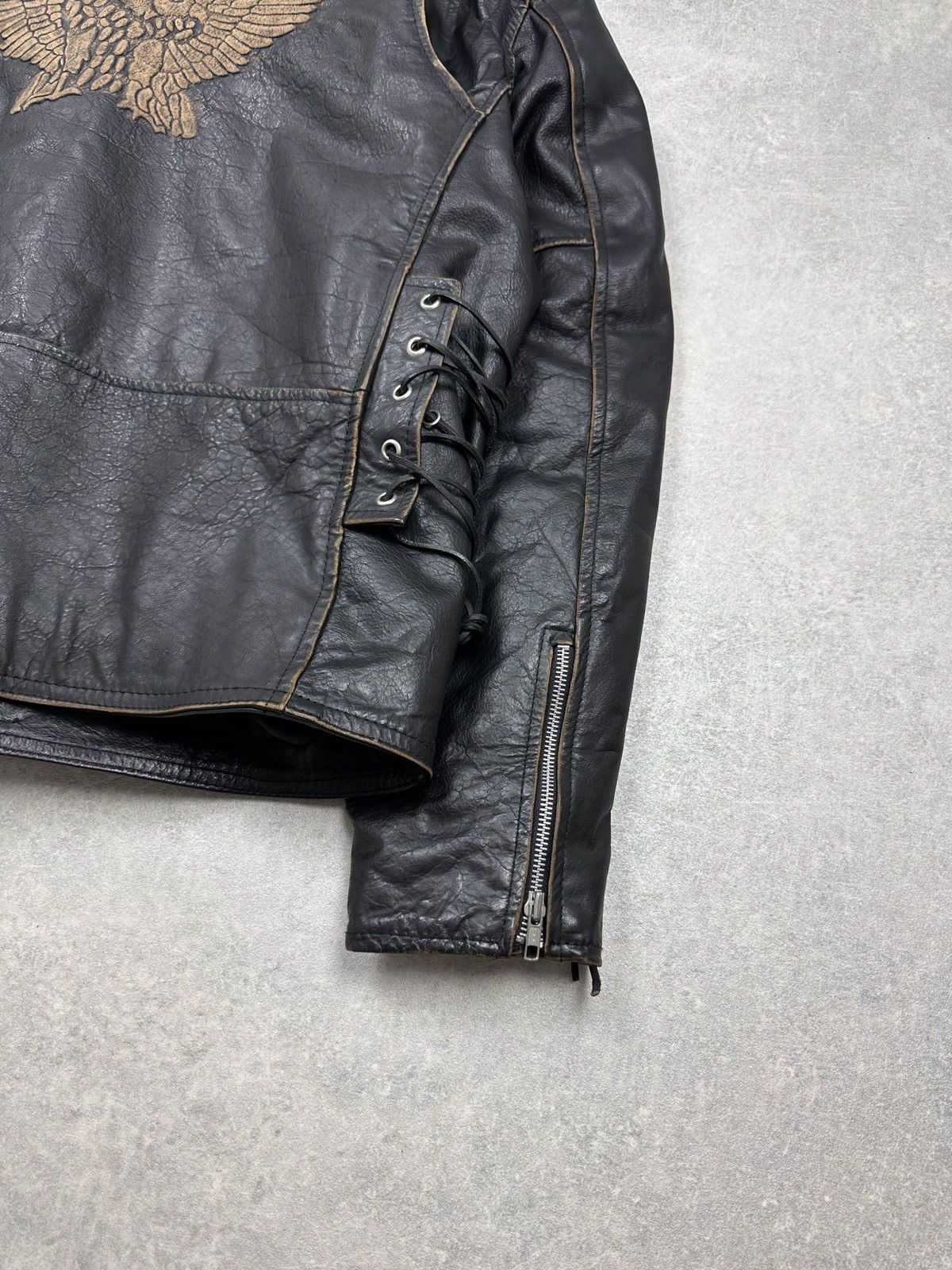 Japanese Brand × Vintage Vintage Leather Biker Jacket Eagle Embroidery Dirty-12 Size US XL / EU 56 / 4 - 14 Thumbnail